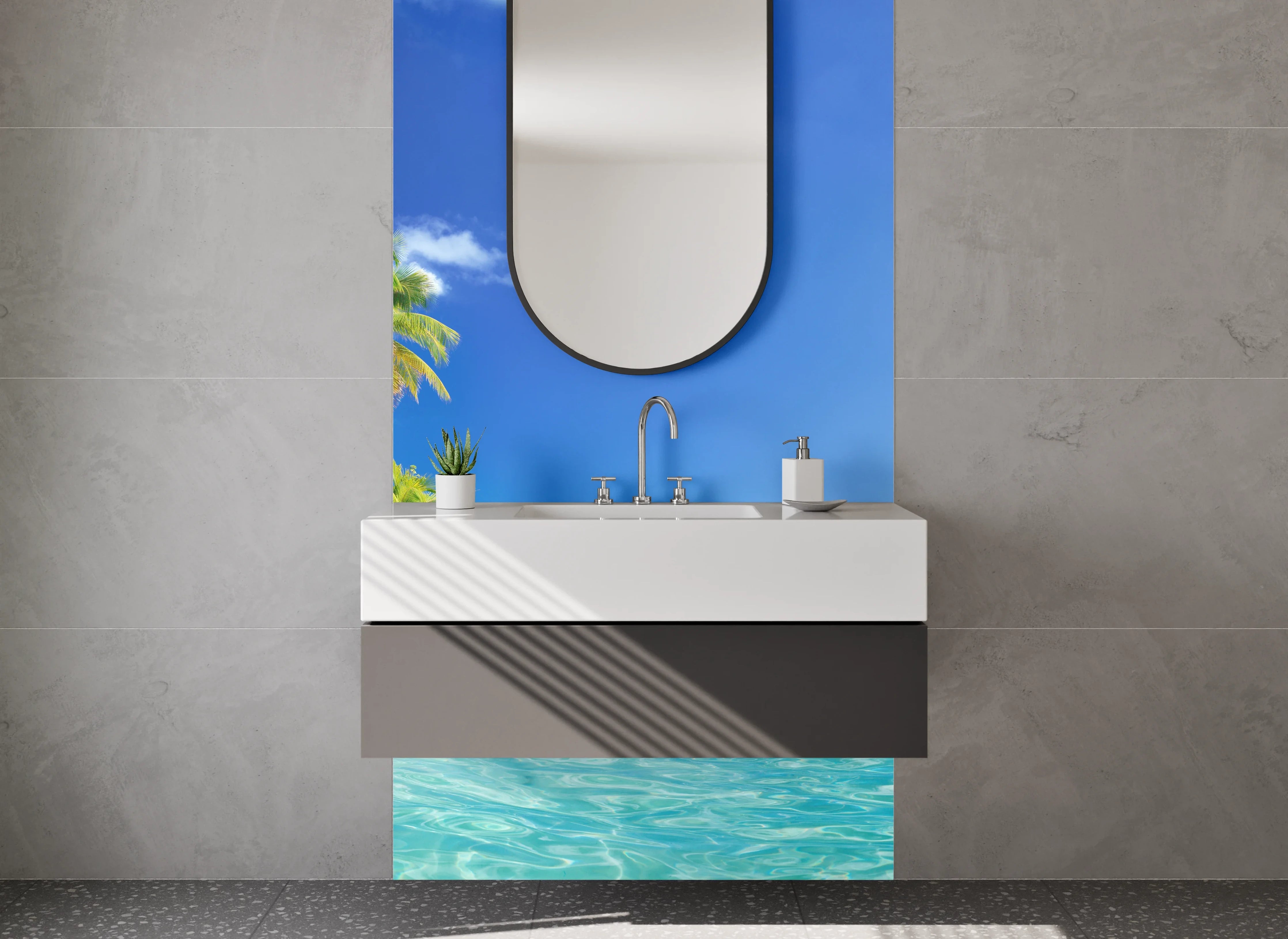 Waschbecken-Rückwand - Paradiesische Karibik Strand Oase