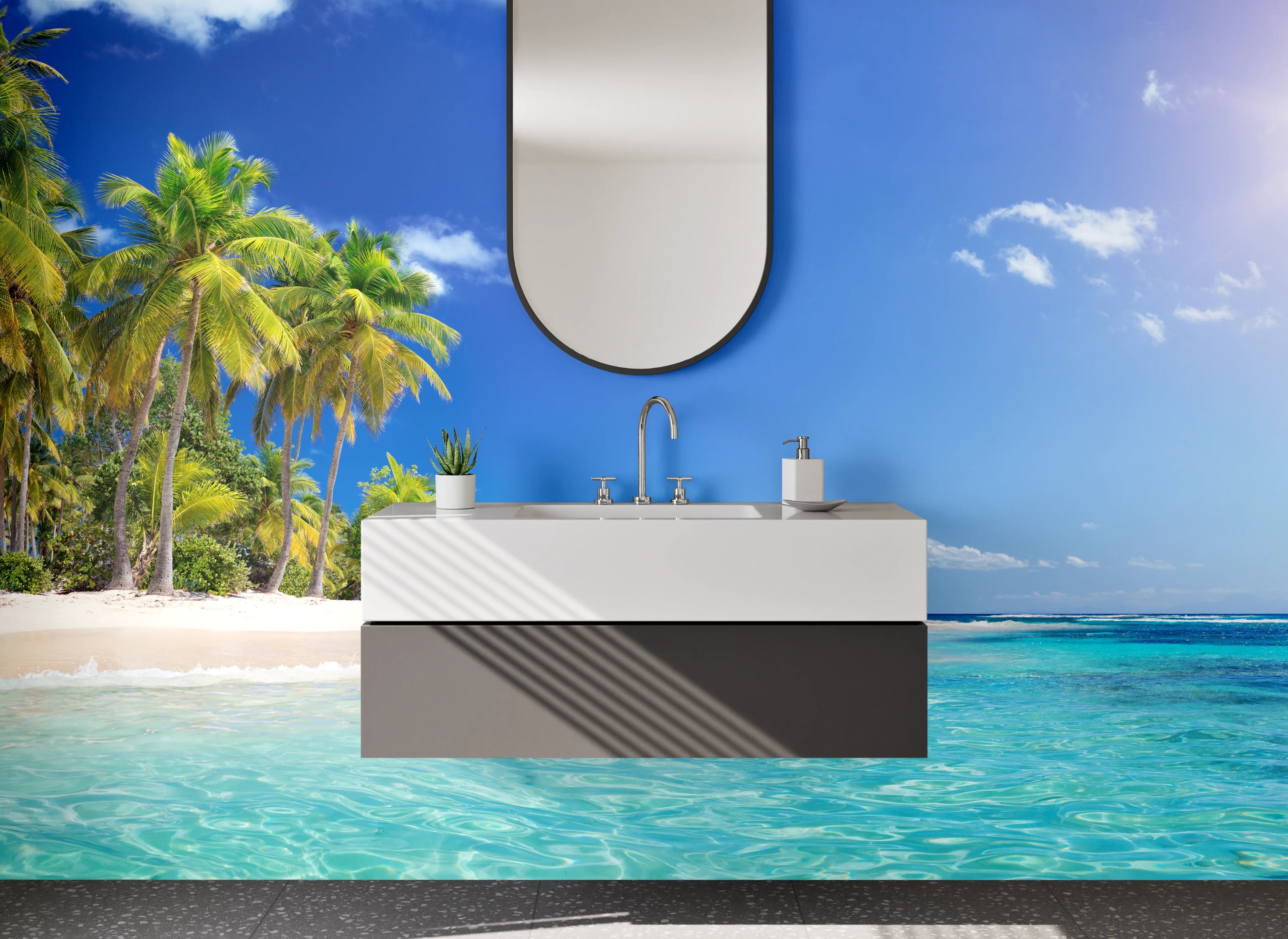 Waschbecken-Rückwand - Paradiesische Karibik Strand Oase