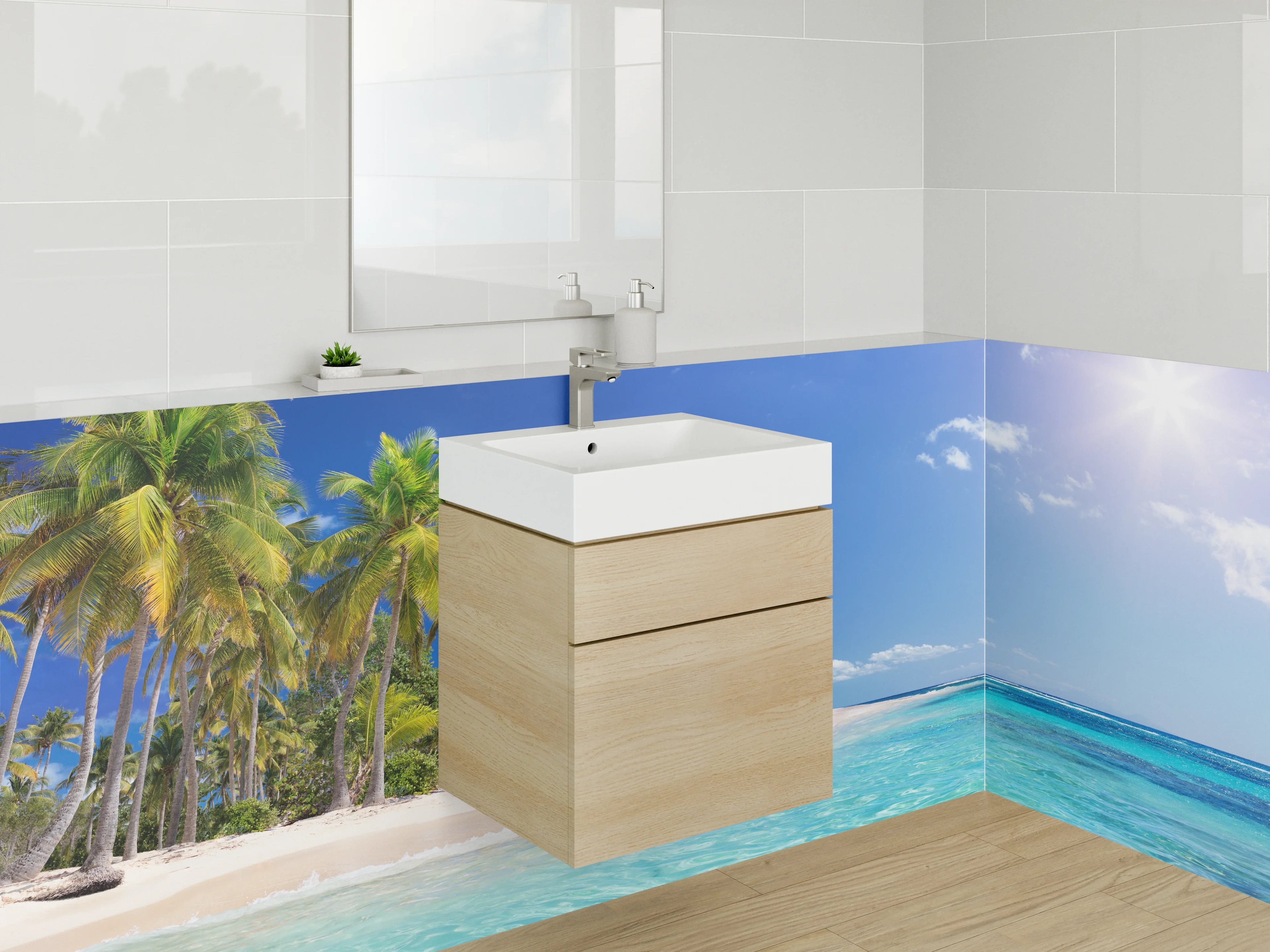 Waschbecken-Rückwand - Paradiesische Karibik Strand Oase