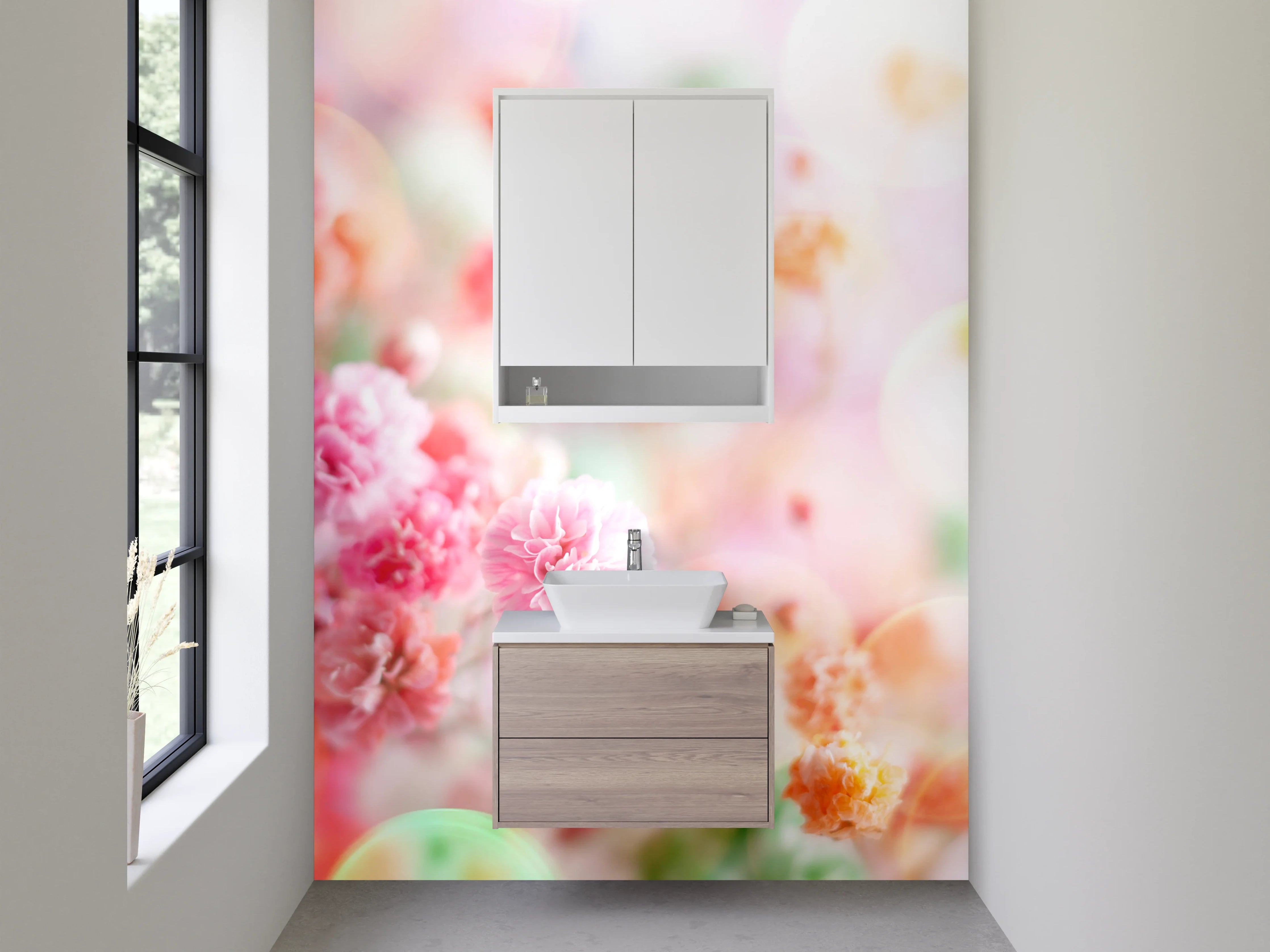 Waschbecken-Rückwand - Pastell Blumen Zauber