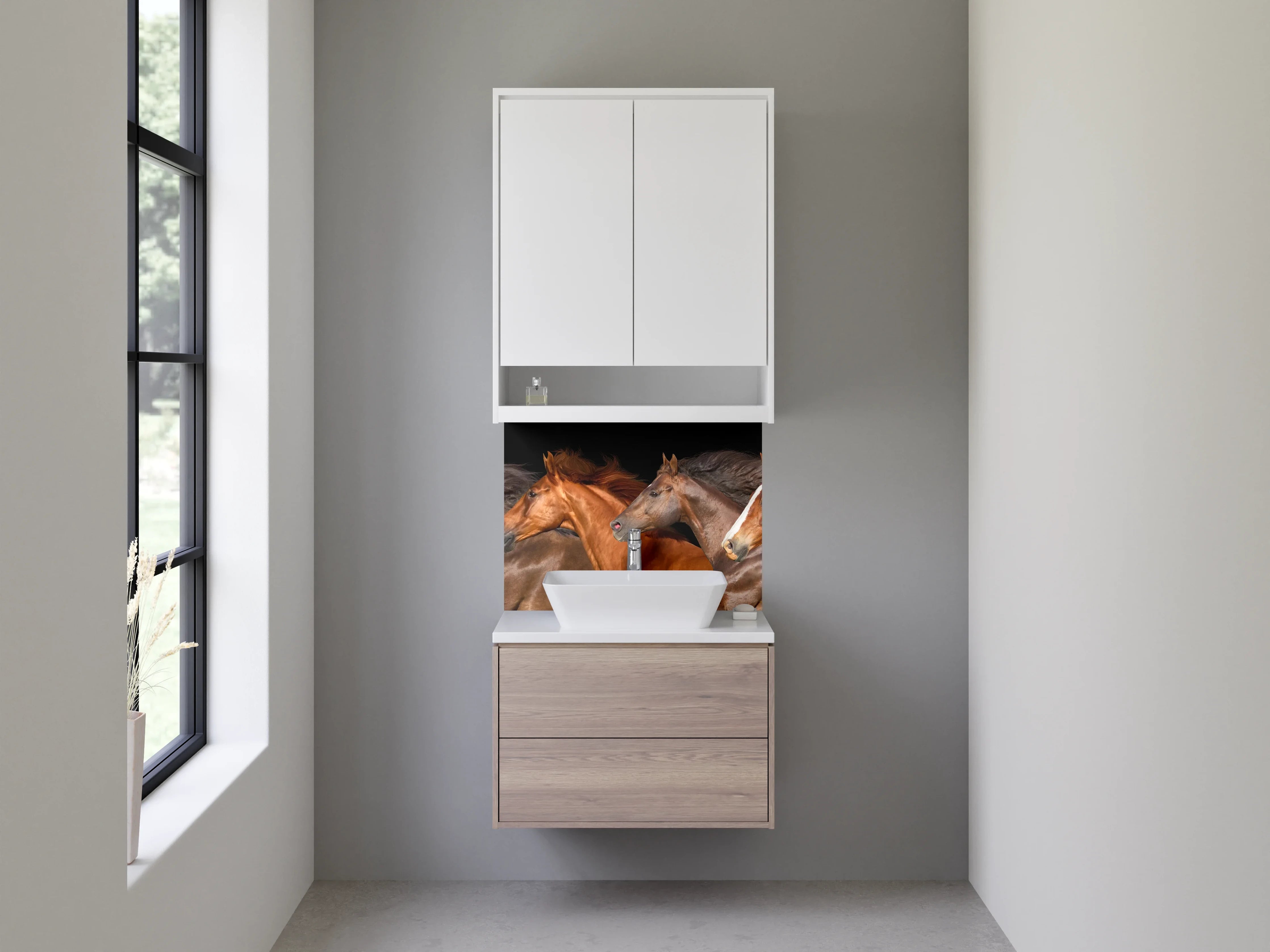 Waschbecken-Rückwand - Pferdeherde – Elegantes Pferde-Motiv