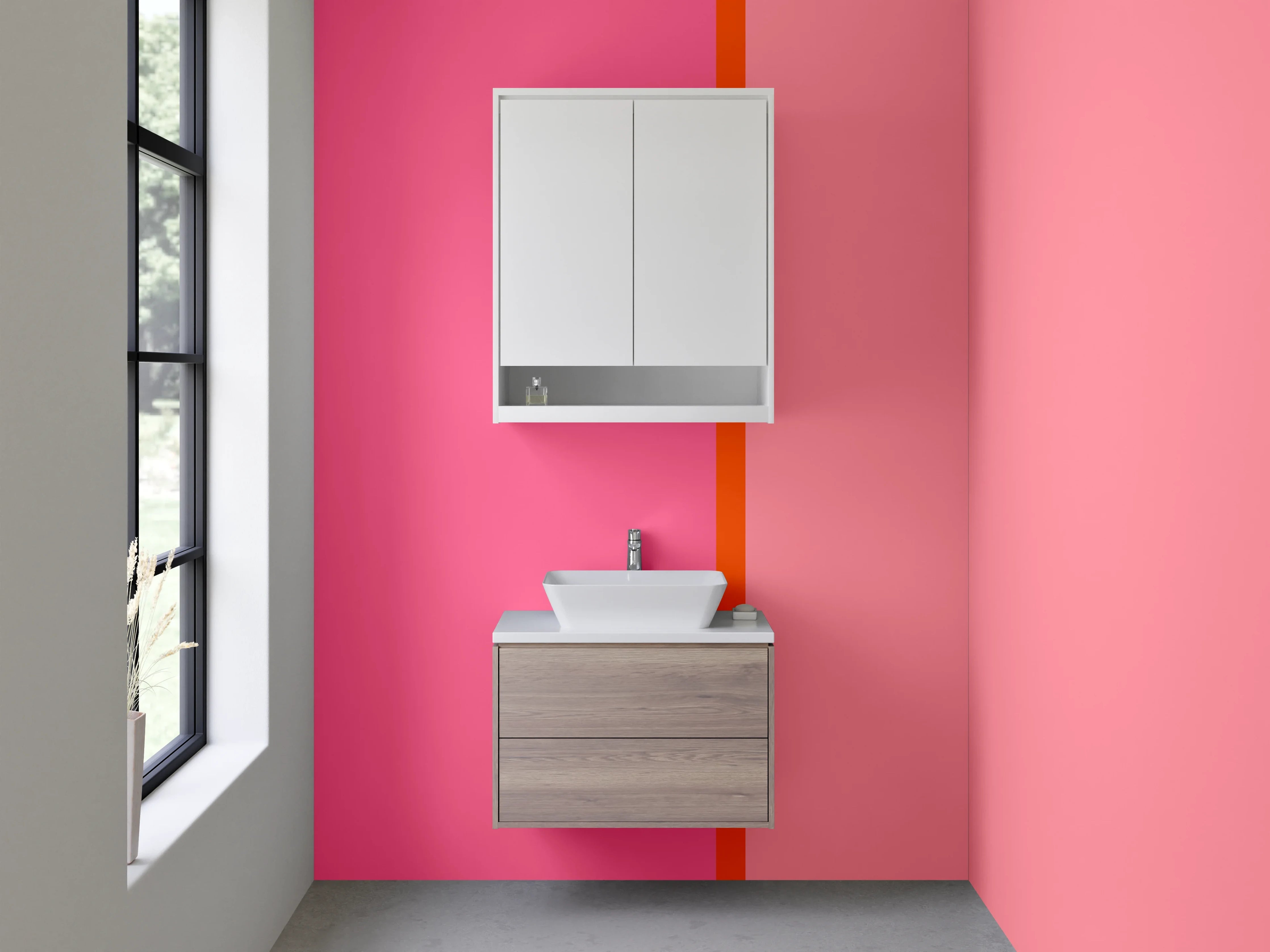 Waschbecken-Rückwand - Pinkfarbene geometrische Muster