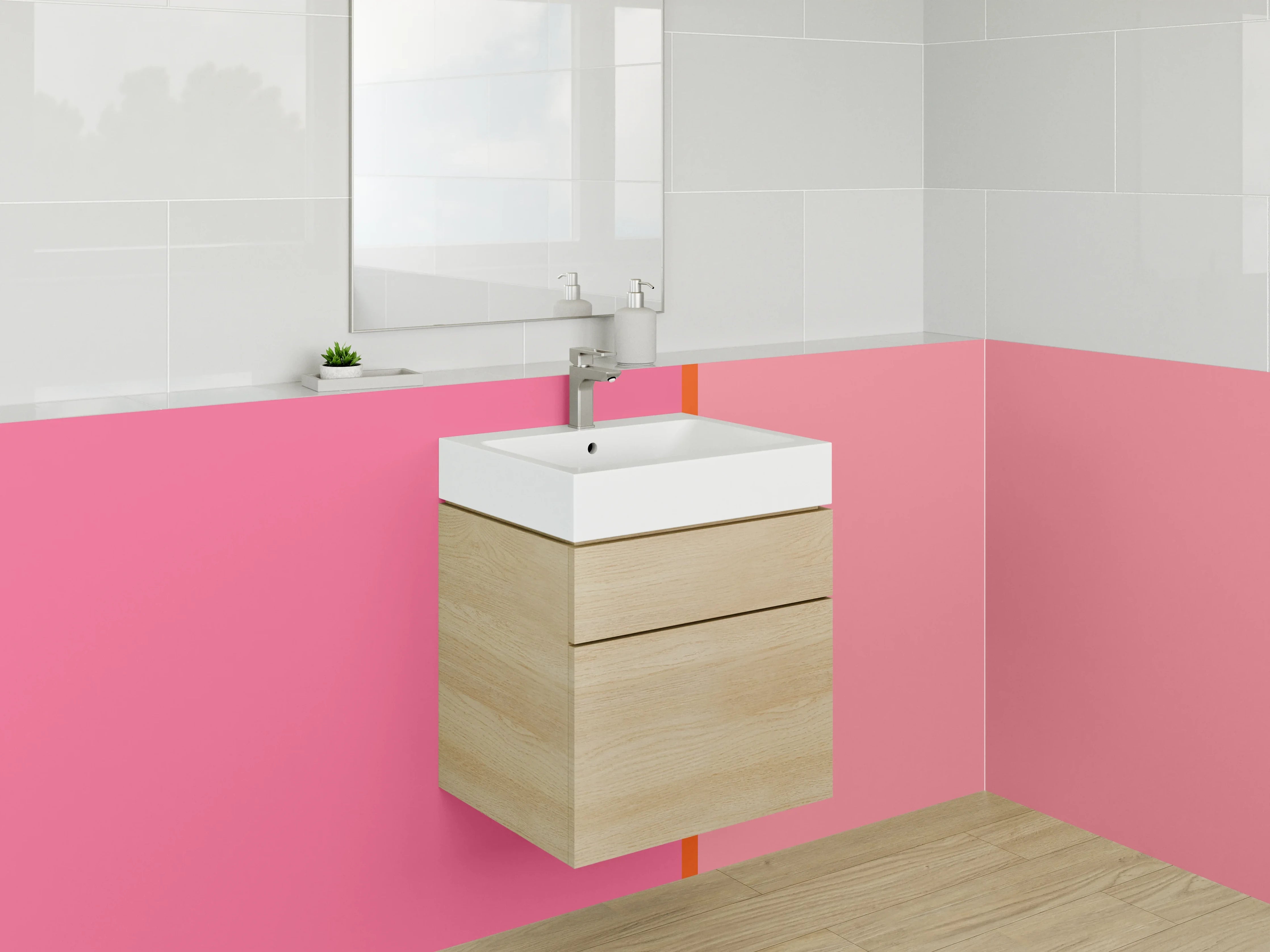 Waschbecken-Rückwand - Pinkfarbene geometrische Muster