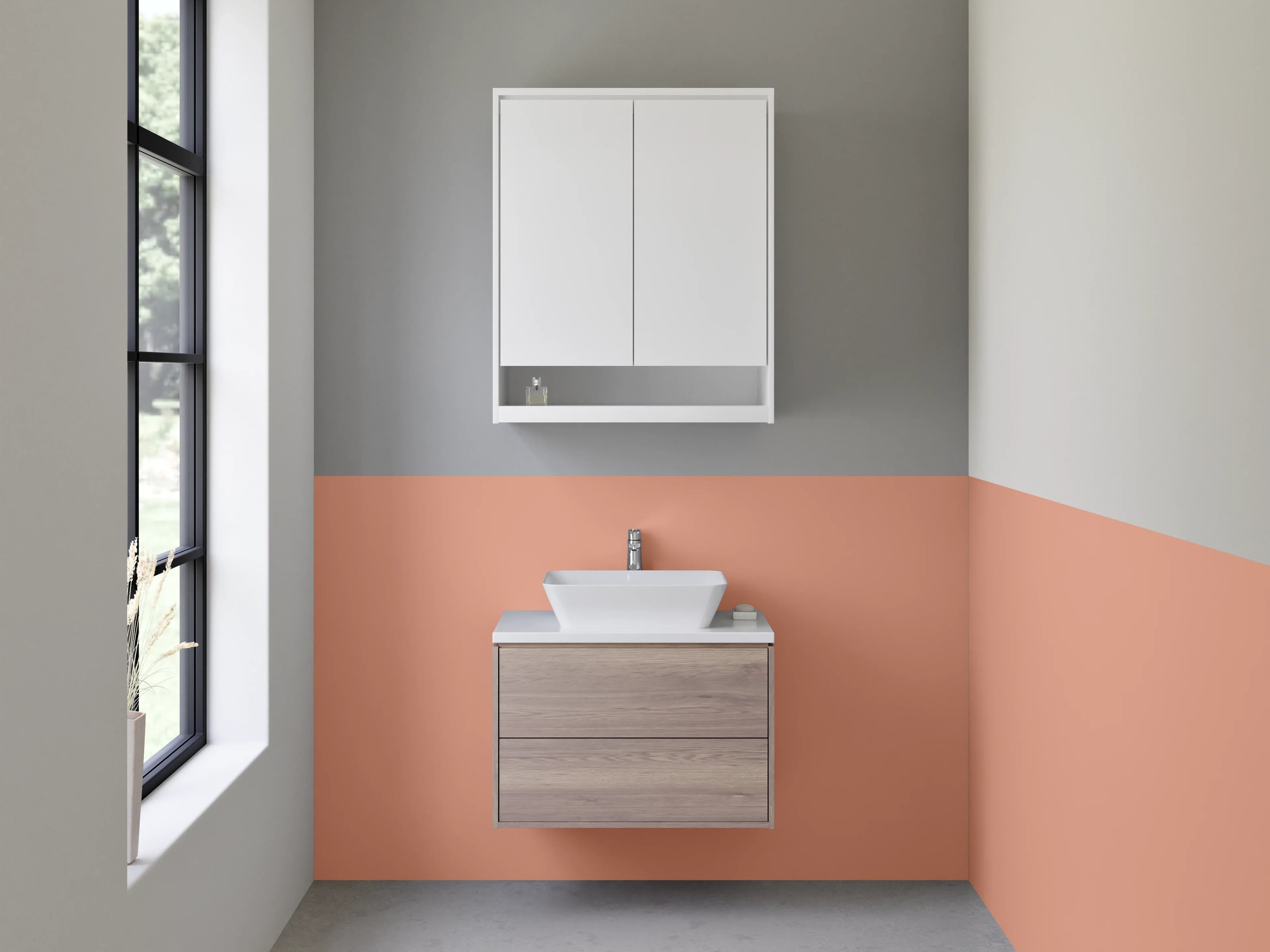 Waschbecken-Rückwand - RAL 3012 Beige Rotbraun
