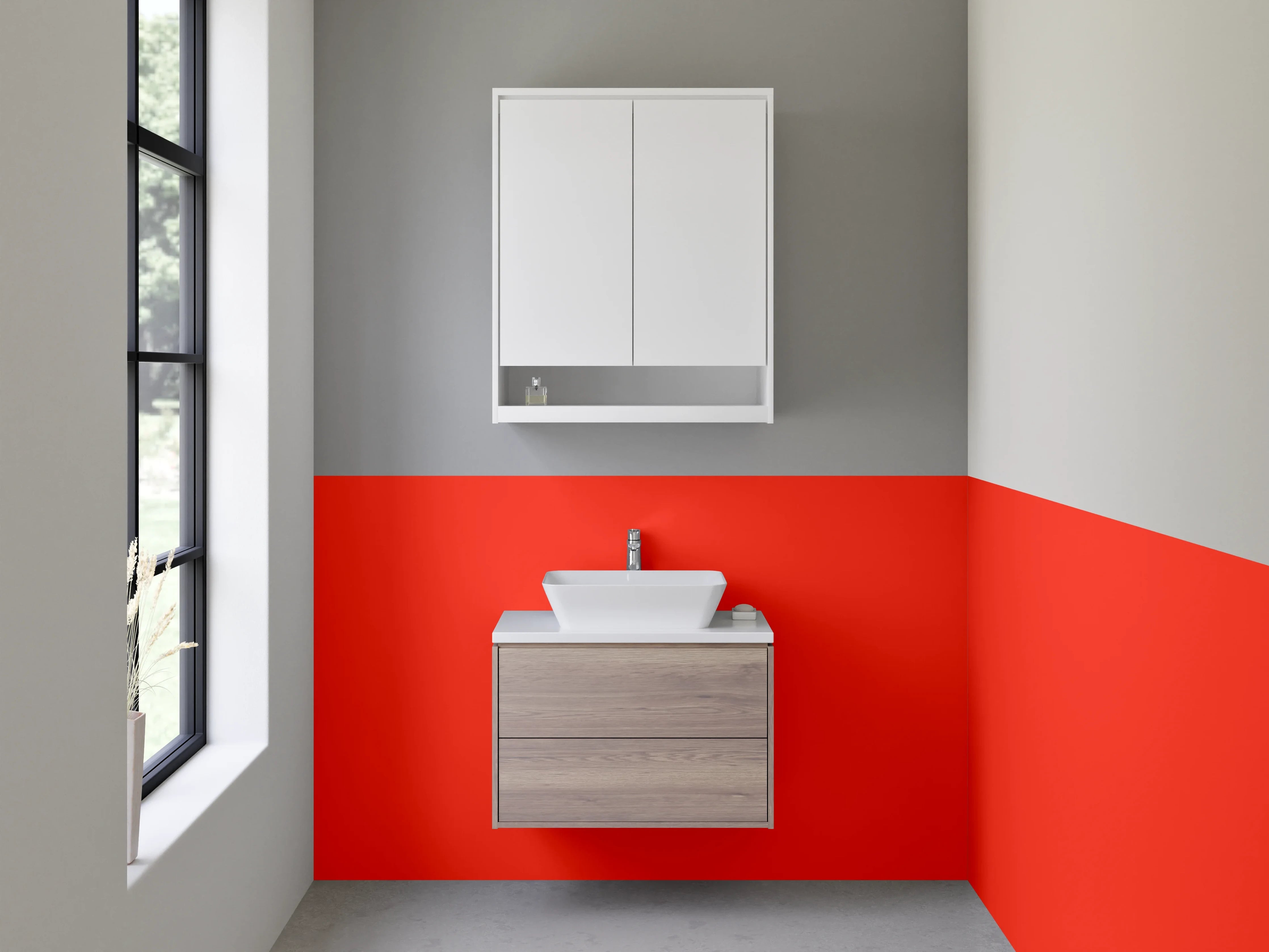 Waschbecken-Rückwand - RAL 3028 Reinrot Intensivrot Rotorange Rot
