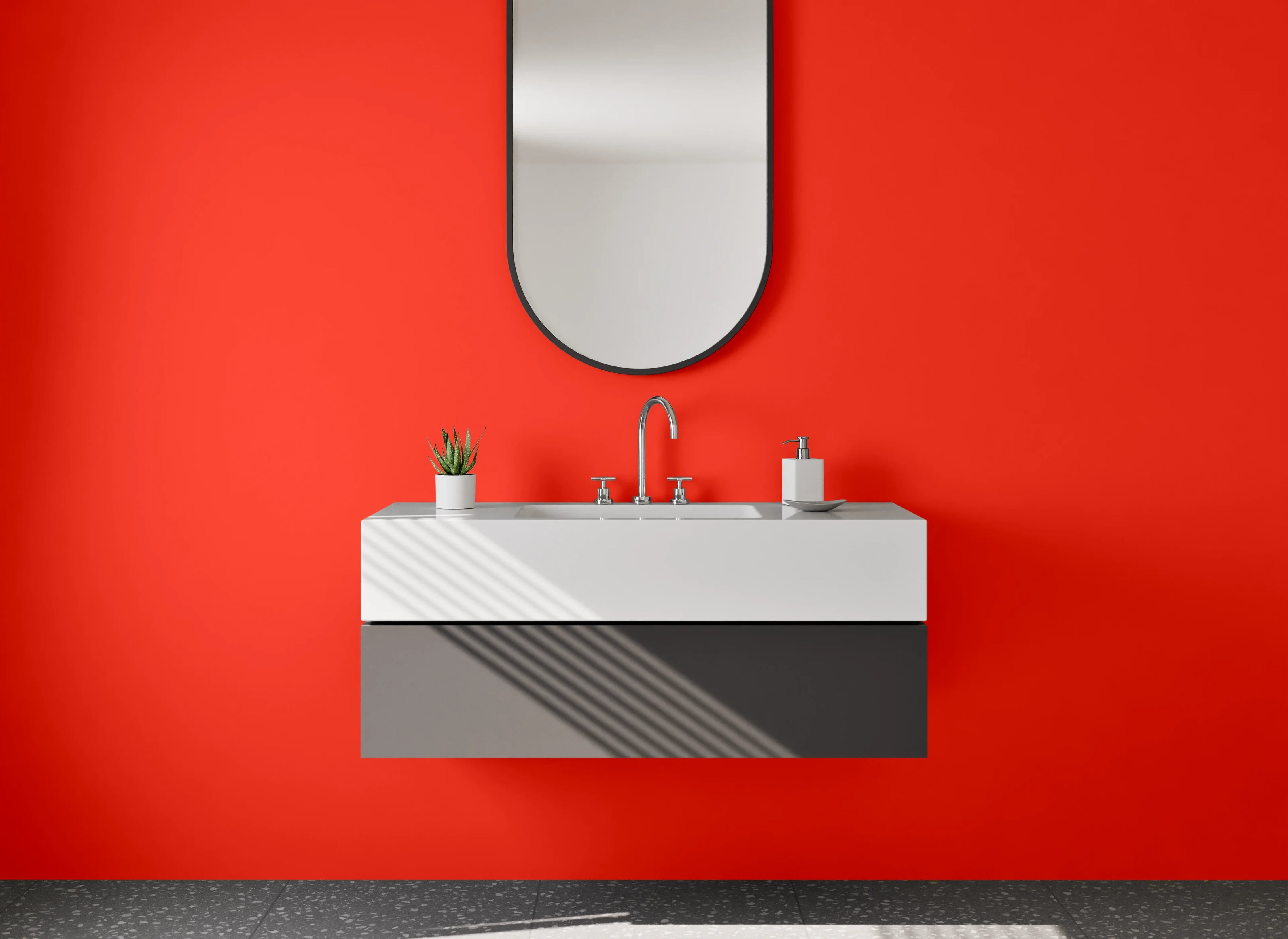 Waschbecken-Rückwand - RAL 3028 Reinrot Intensivrot Rotorange Rot