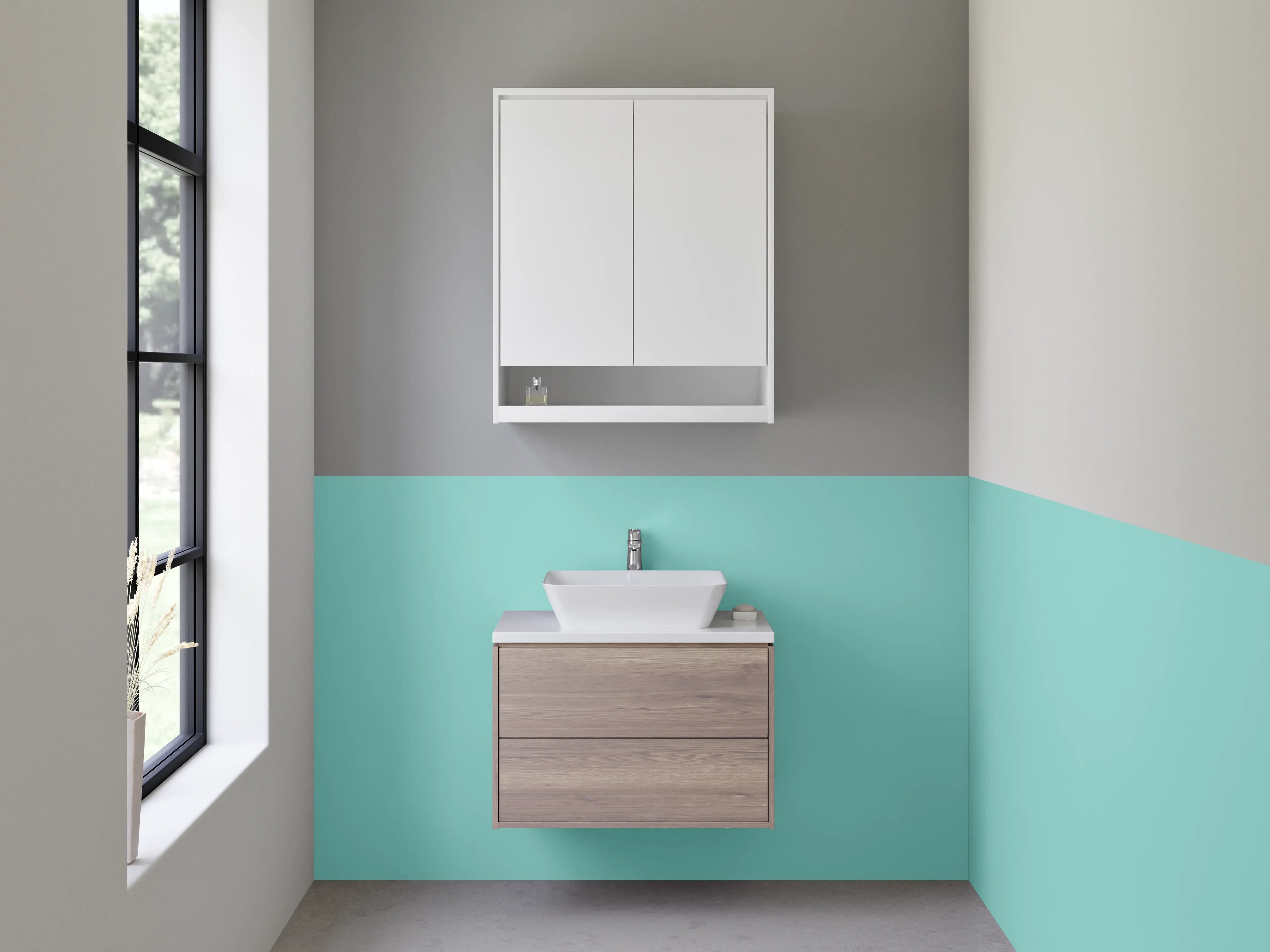 Waschbecken-Rückwand - RAL 6027 Lichtgrünblau