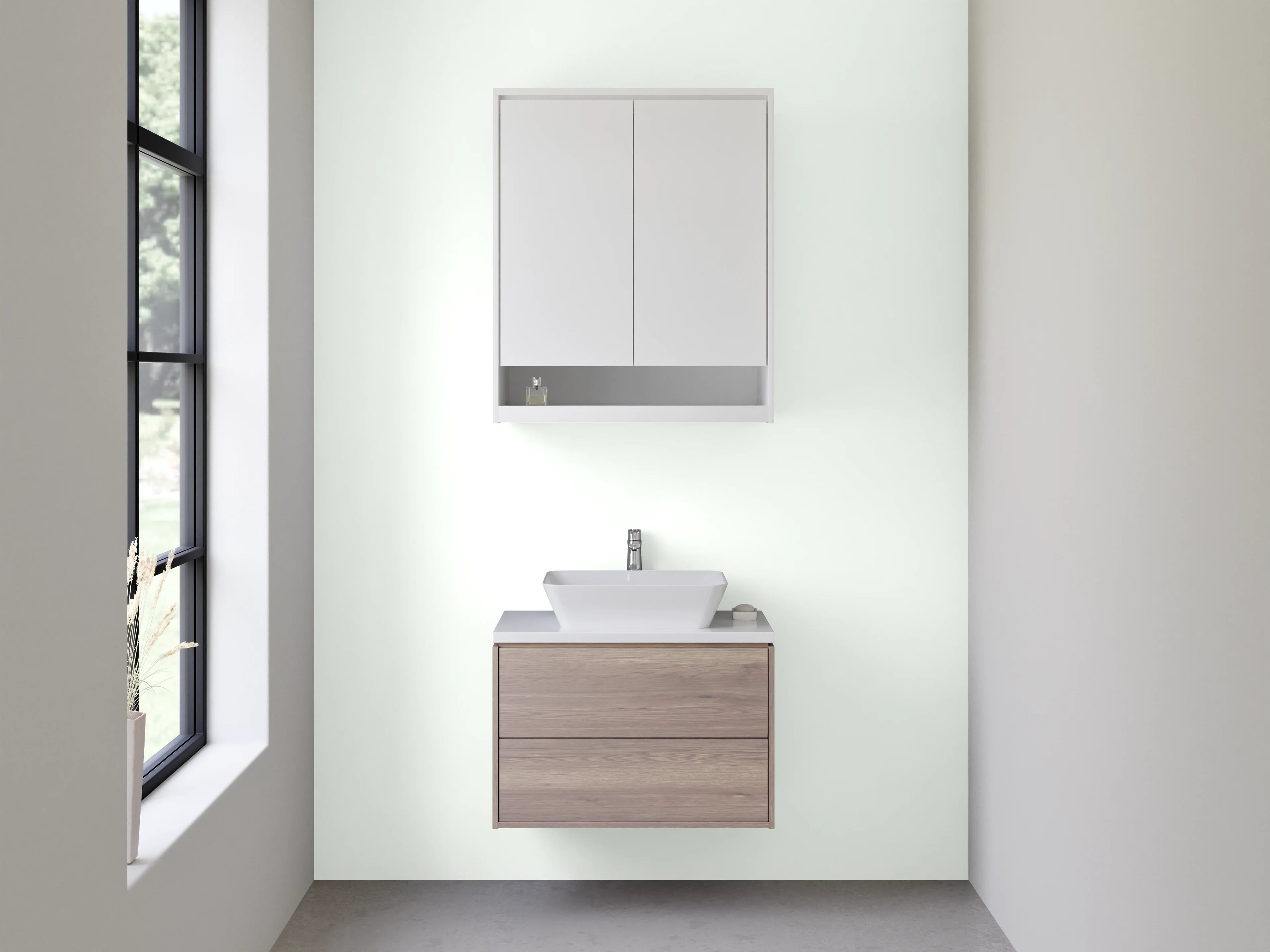 Waschbecken-Rückwand - RAL 9016 Verkehrsweiß.