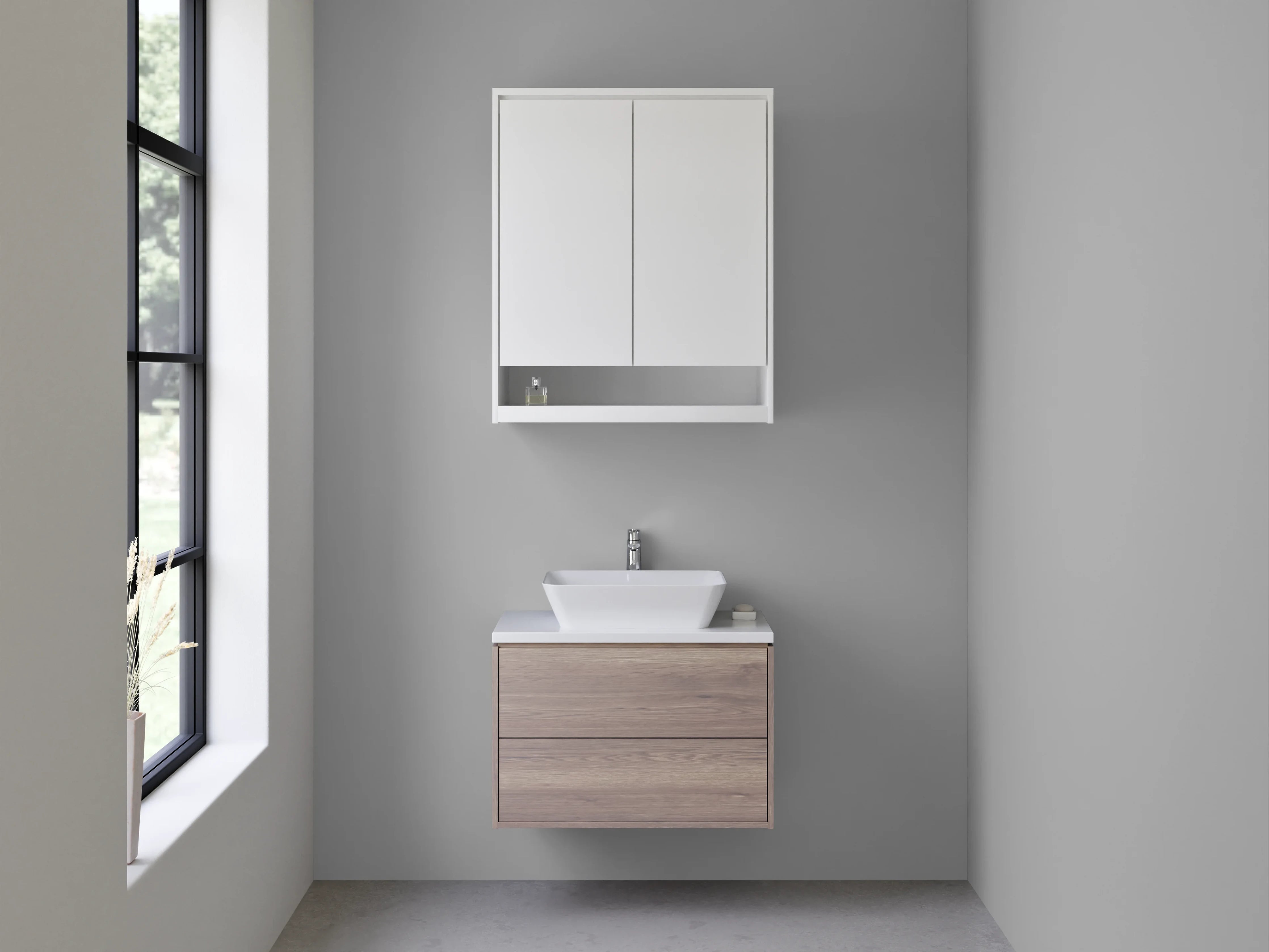 Waschbecken-Rückwand - RAL 9022 Perlhellgrau