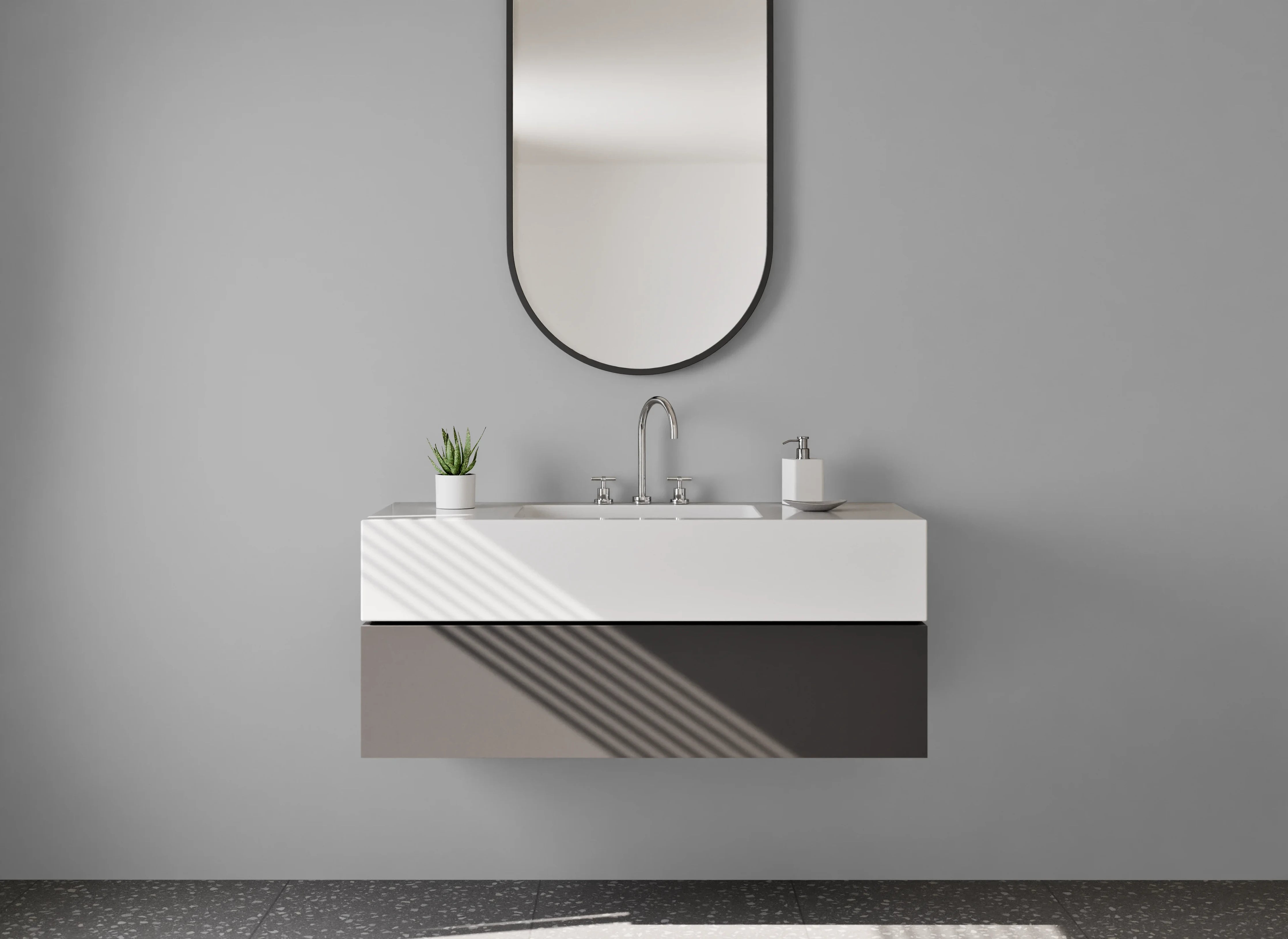 Waschbecken-Rückwand - RAL 9022 Perlhellgrau