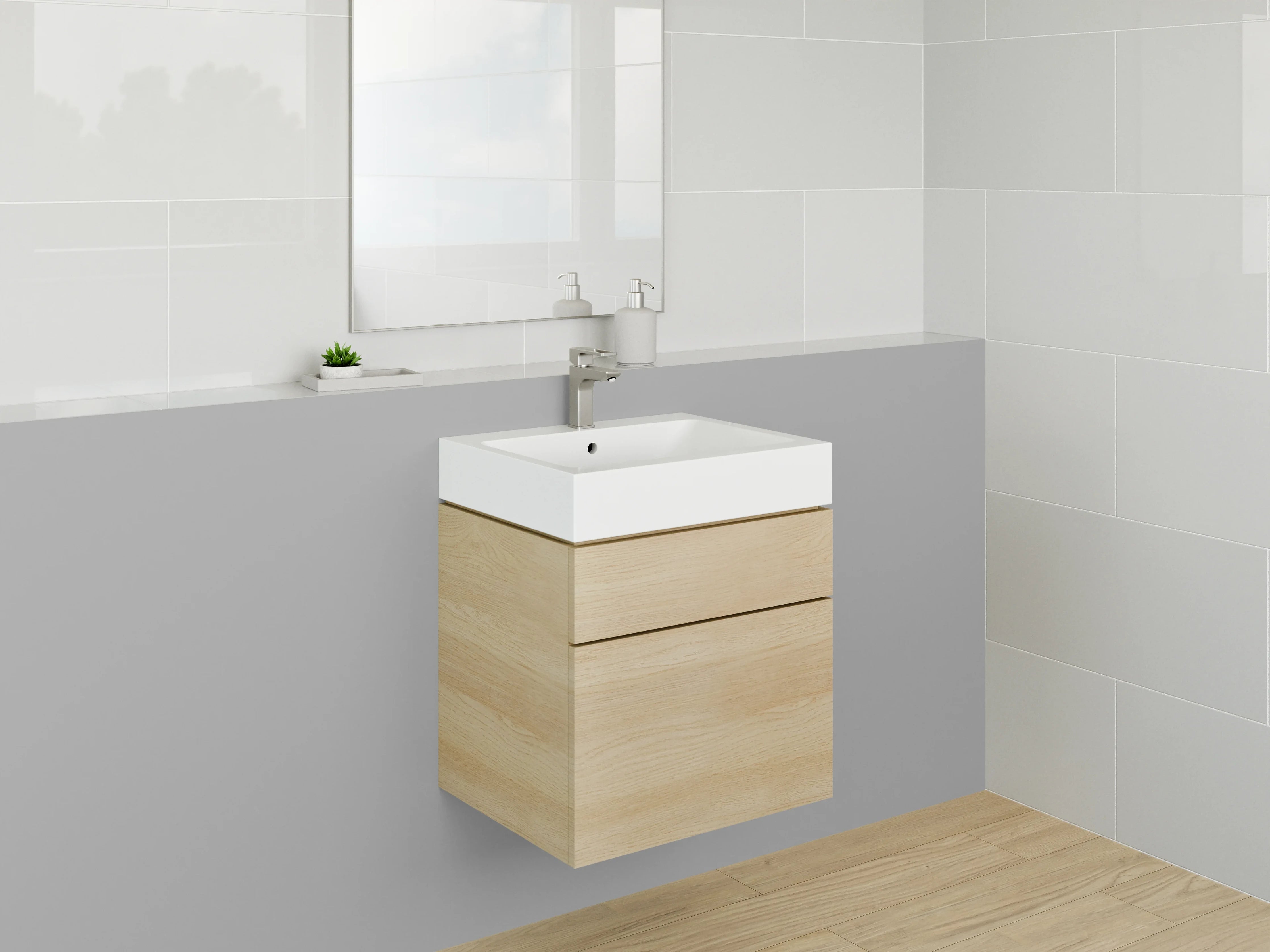 Waschbecken-Rückwand - RAL 9022 Perlhellgrau