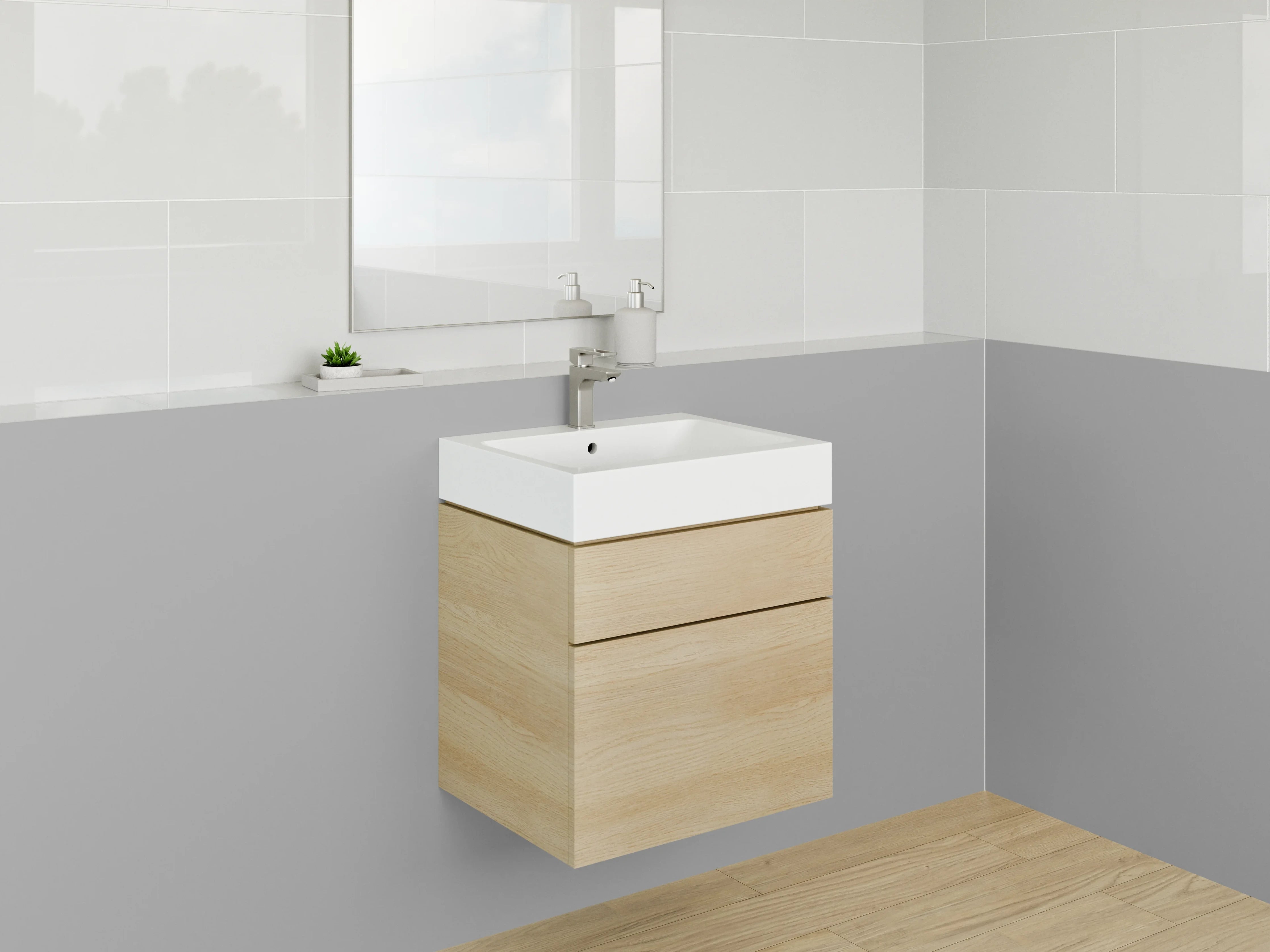 Waschbecken-Rückwand - RAL 9022 Perlhellgrau