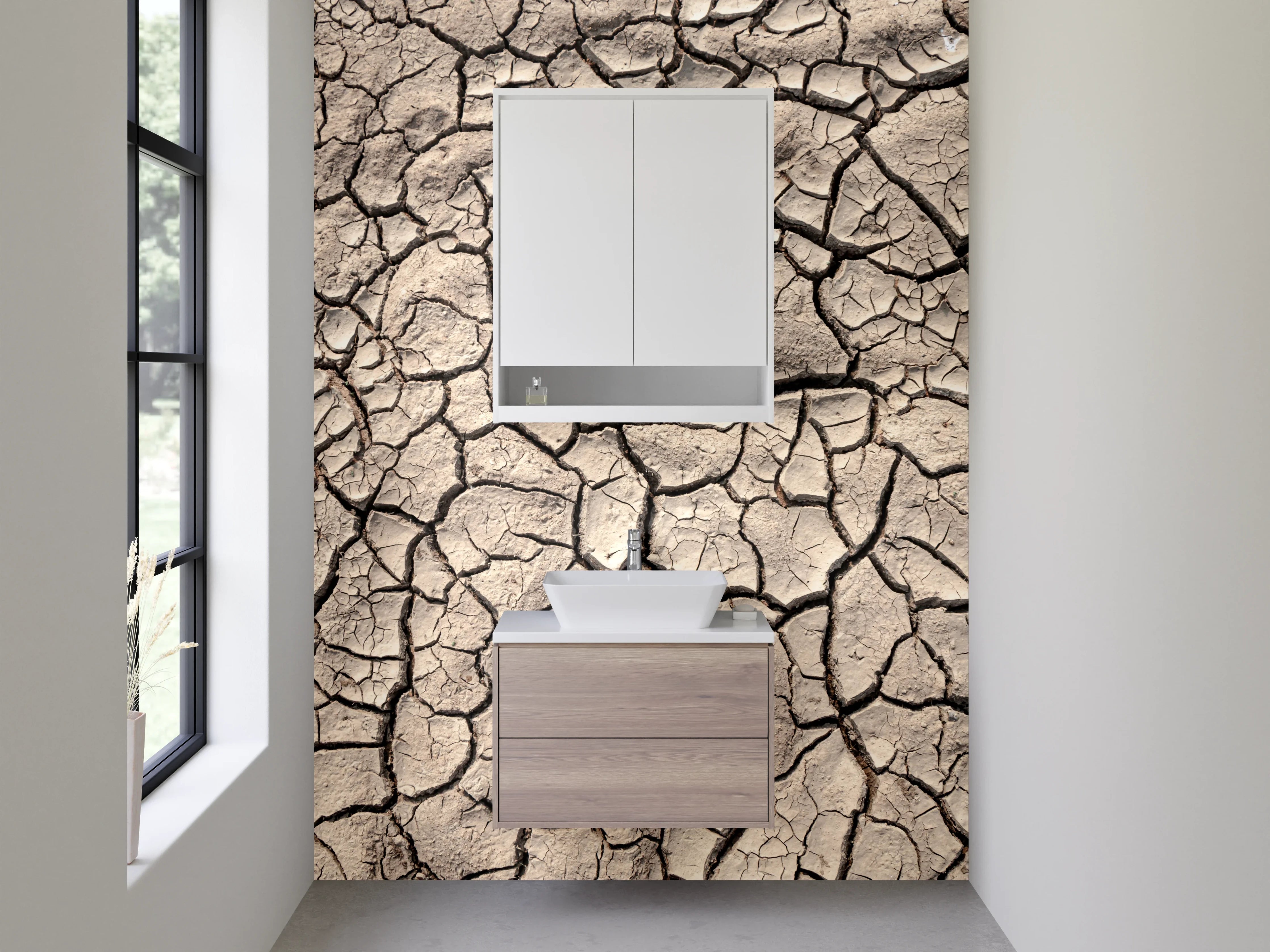 Waschbecken-Rückwand - Rissige Erde Beige Braun Struktur