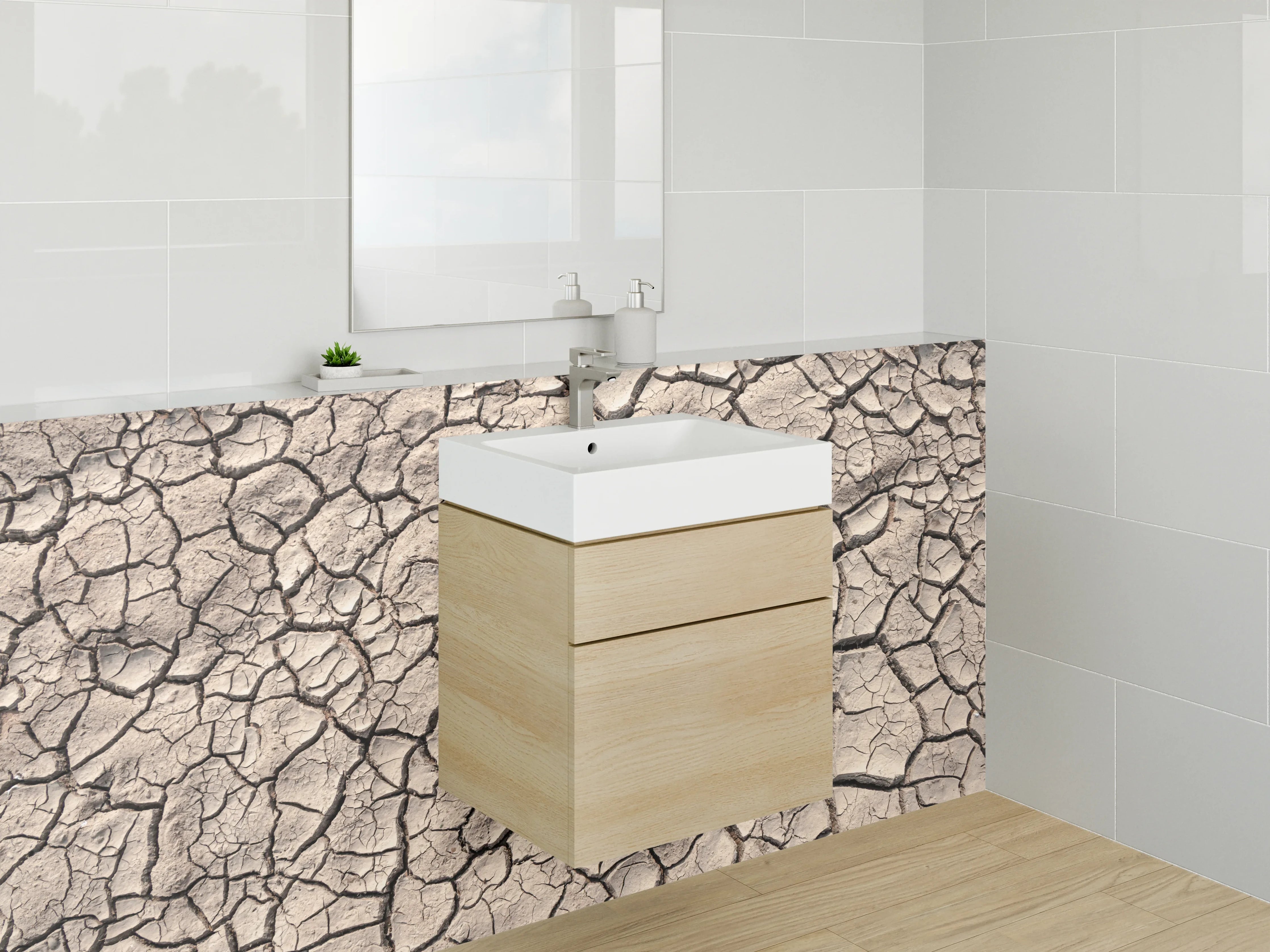Waschbecken-Rückwand - Rissige Erde Beige Braun Struktur