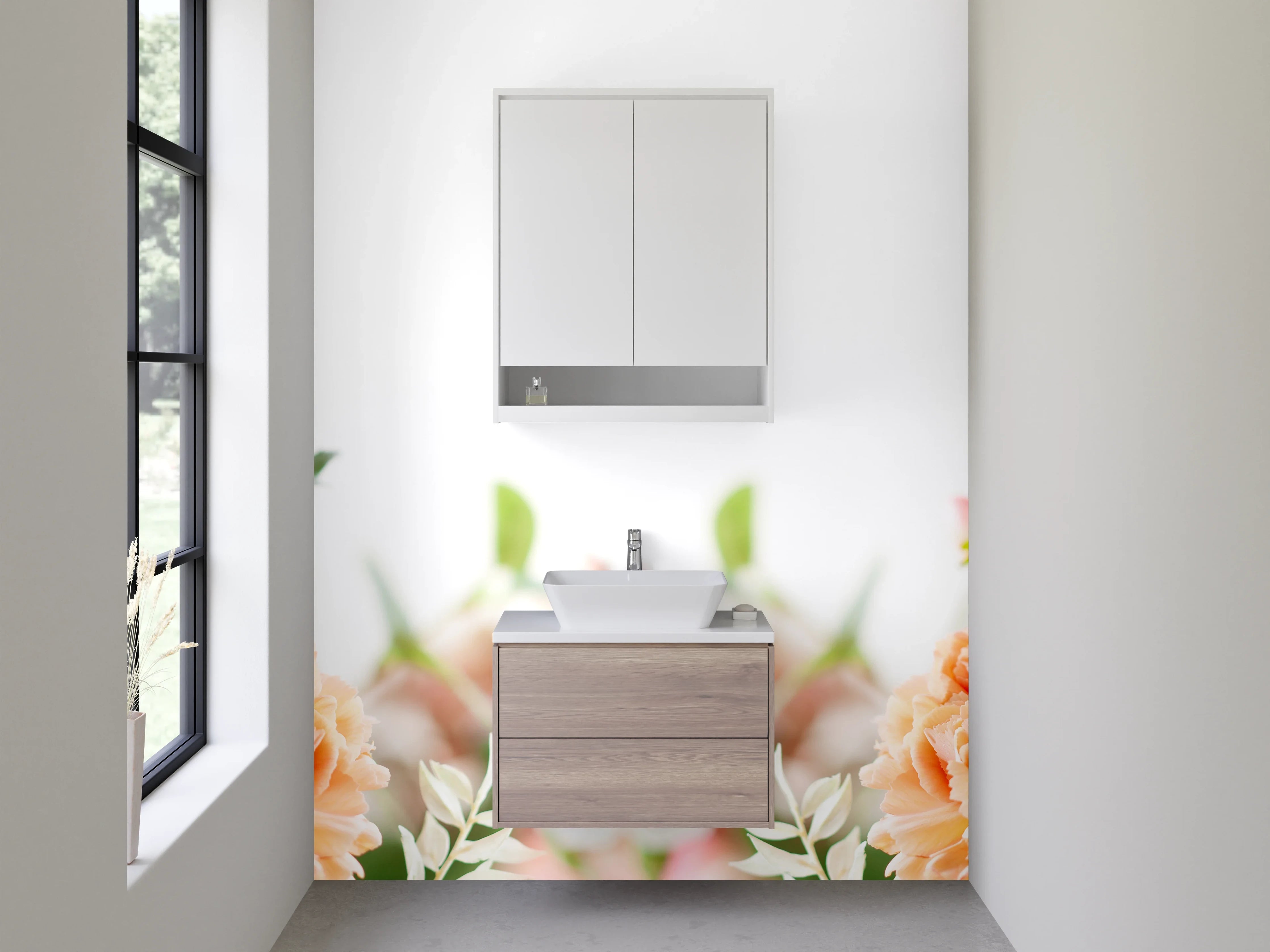 Waschbecken-Rückwand - Romantische Pfingstrosen Blumenpracht Kunstbild