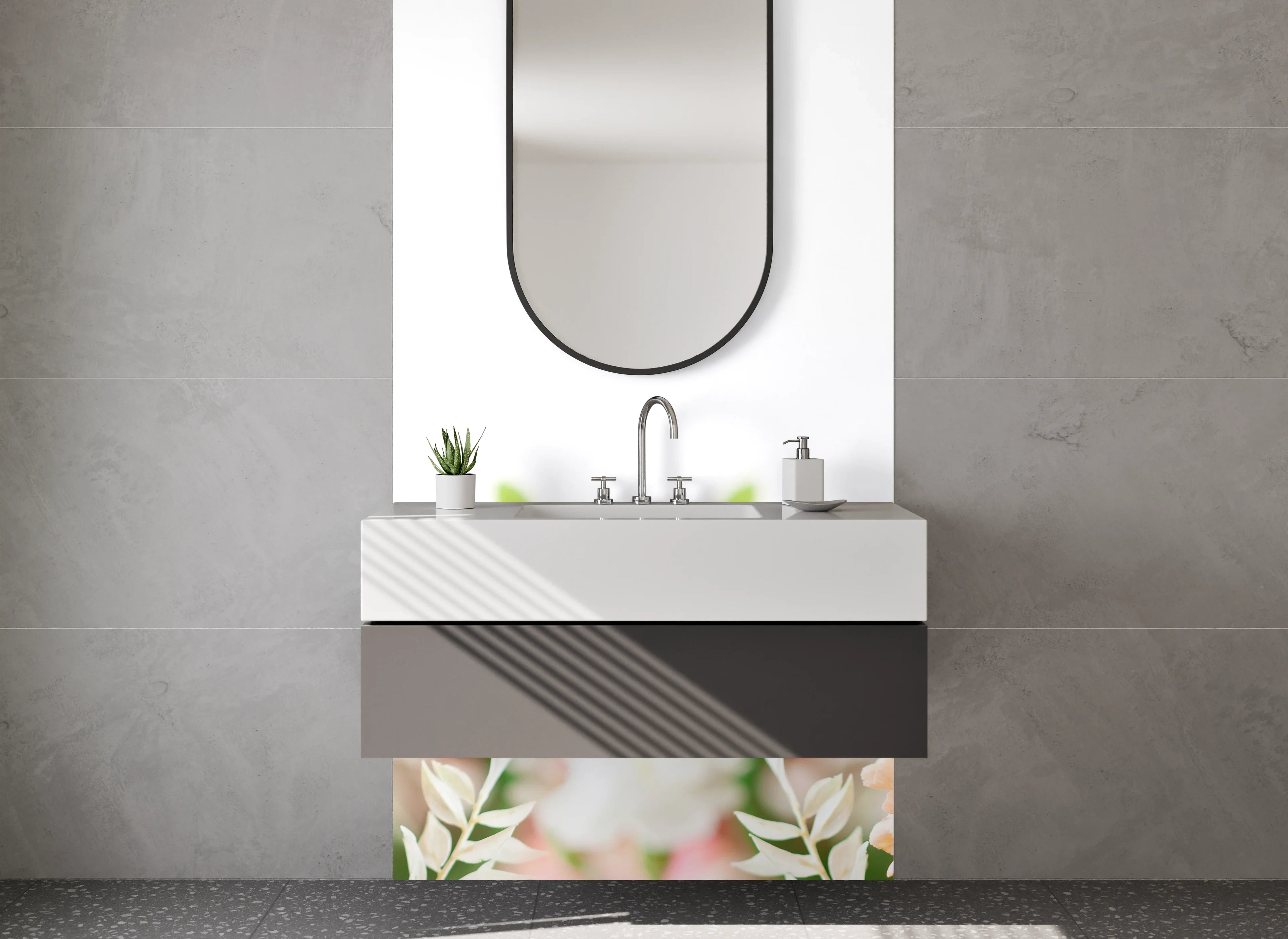 Waschbecken-Rückwand - Romantische Pfingstrosen Blumenpracht Kunstbild