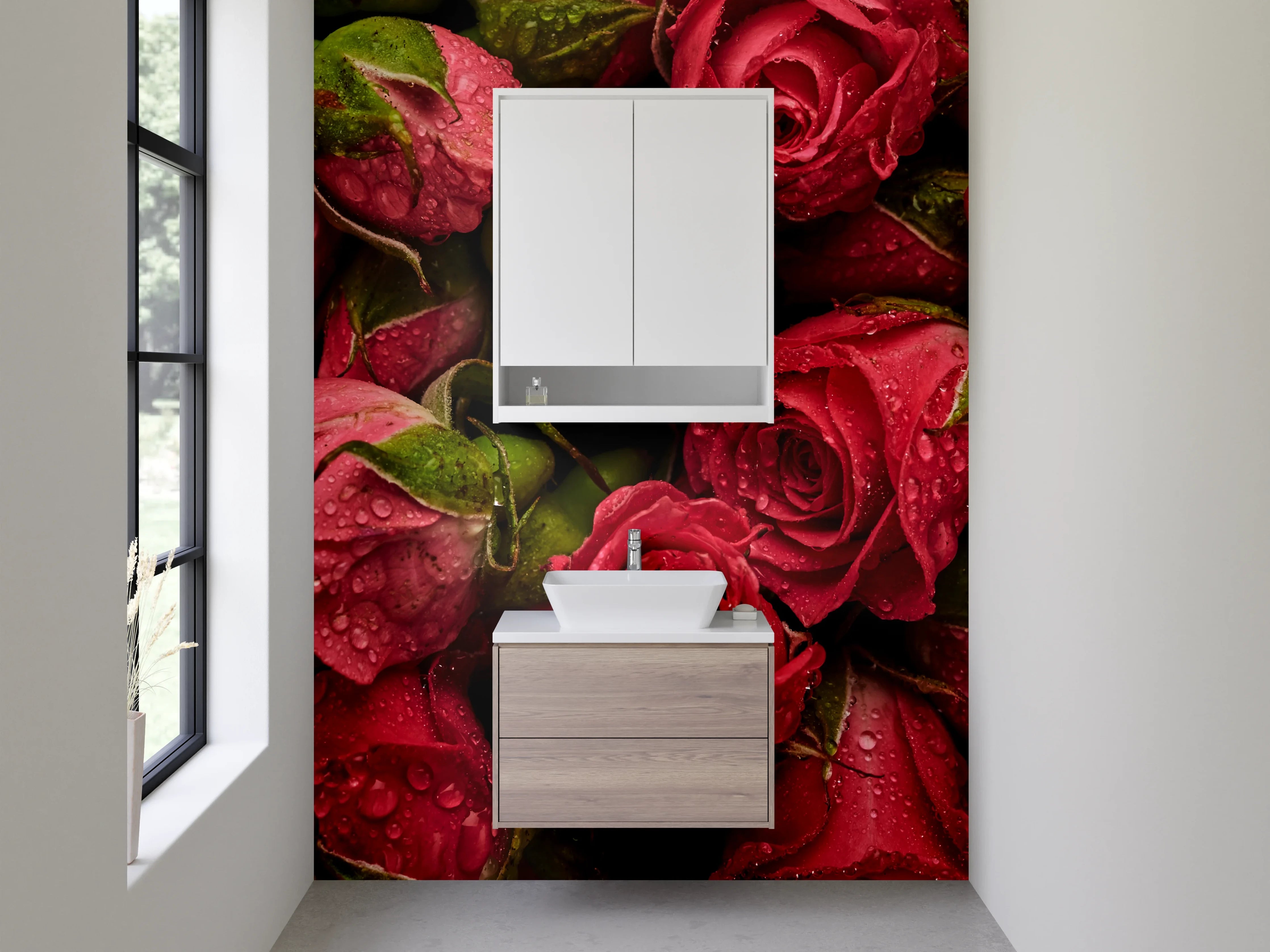 Waschbecken-Rückwand - Romantische Rosenblüten – Blumen-Fotografie
