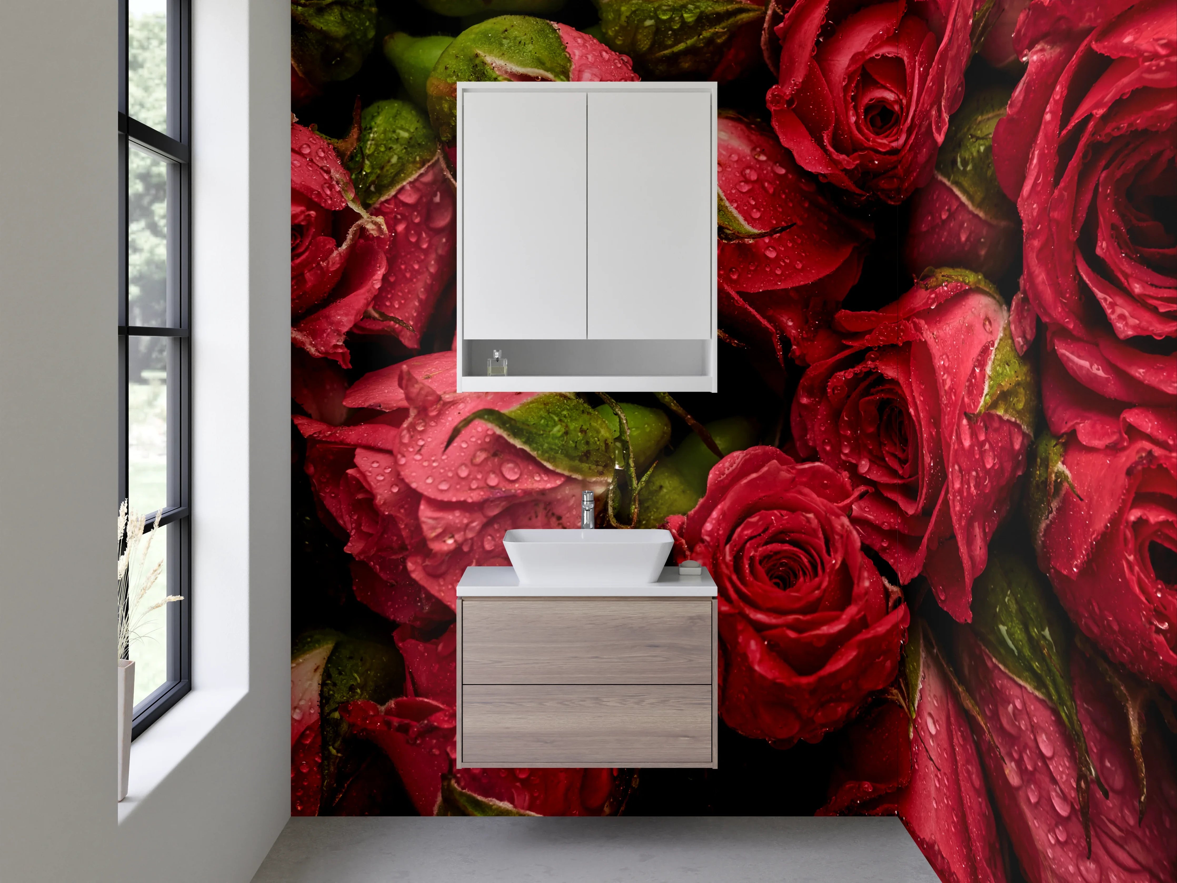 Waschbecken-Rückwand - Romantische Rosenblüten – Blumen-Fotografie