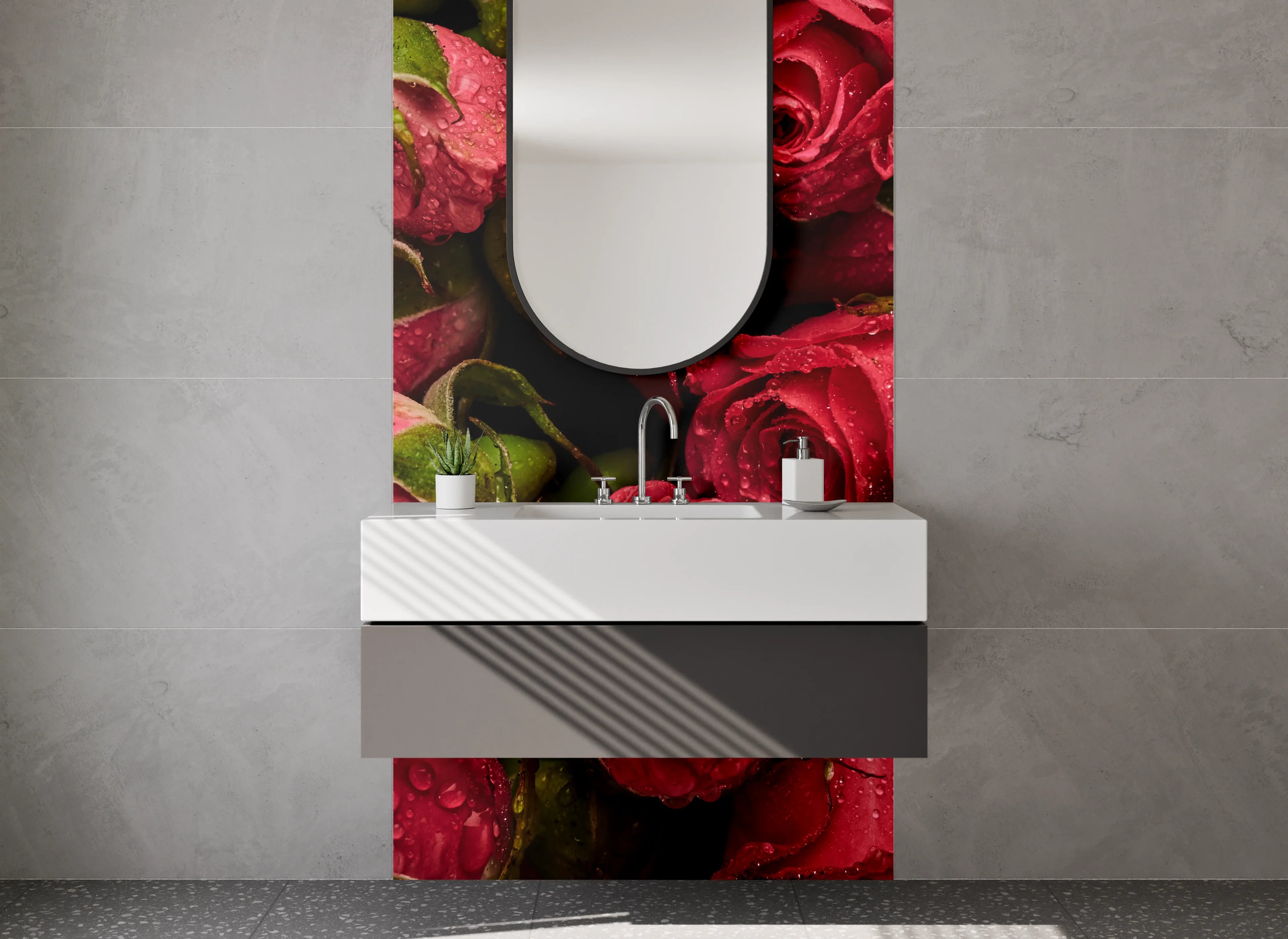 Waschbecken-Rückwand - Romantische Rosenblüten – Blumen-Fotografie