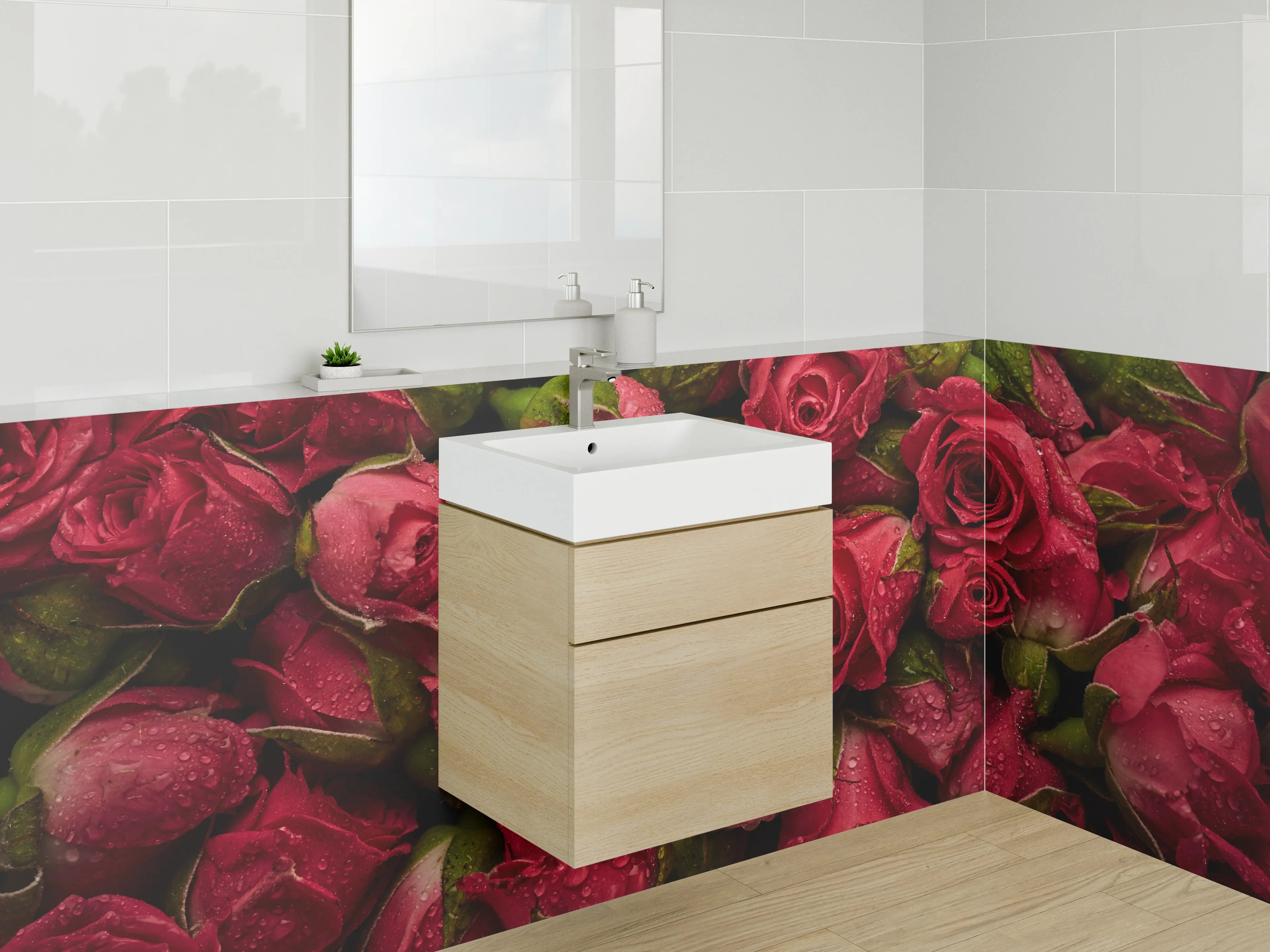 Waschbecken-Rückwand - Romantische Rosenblüten – Blumen-Fotografie