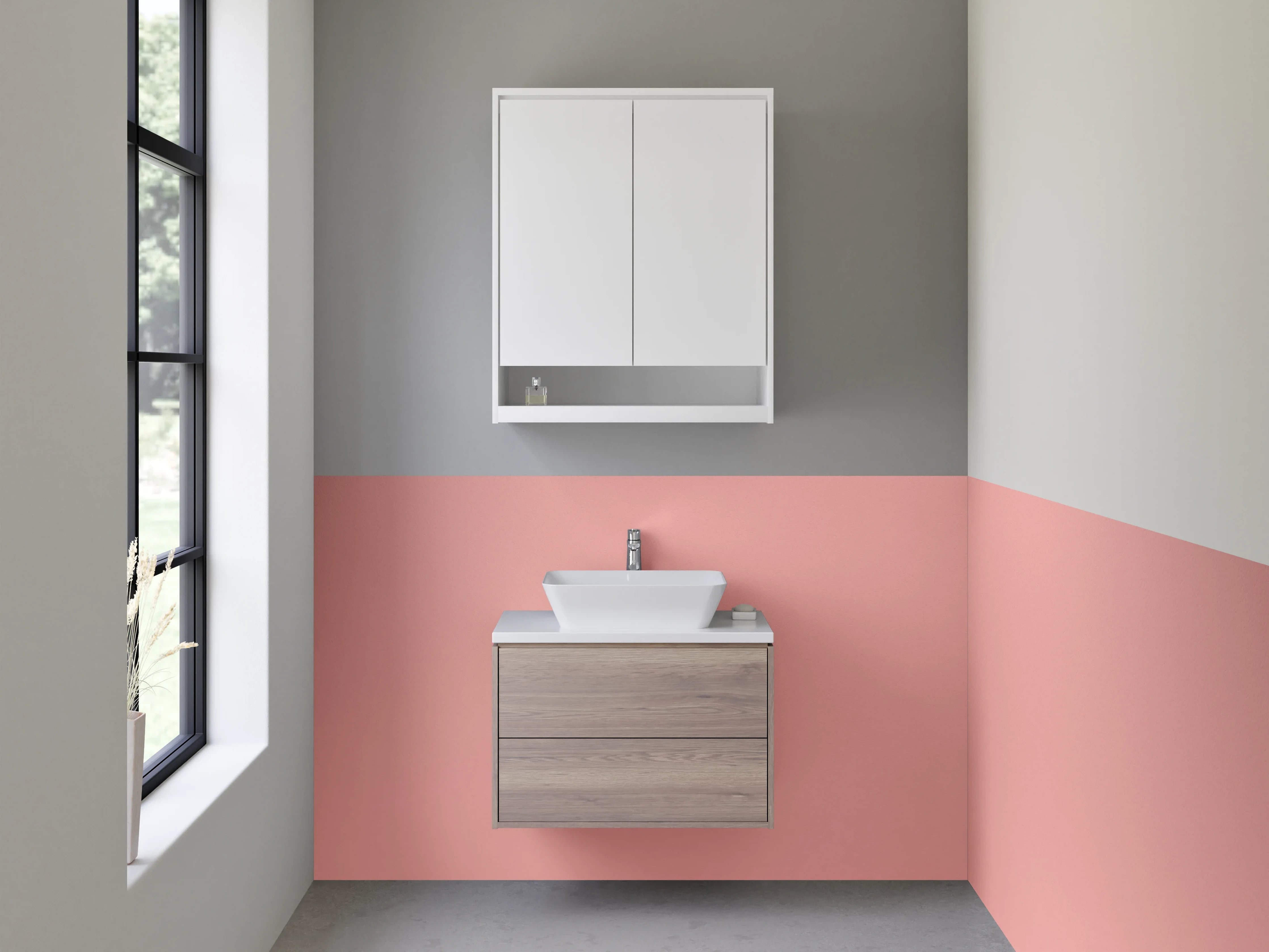 Waschbecken-Rückwand - Rosa Gradient Wanddekor für Badezimmer