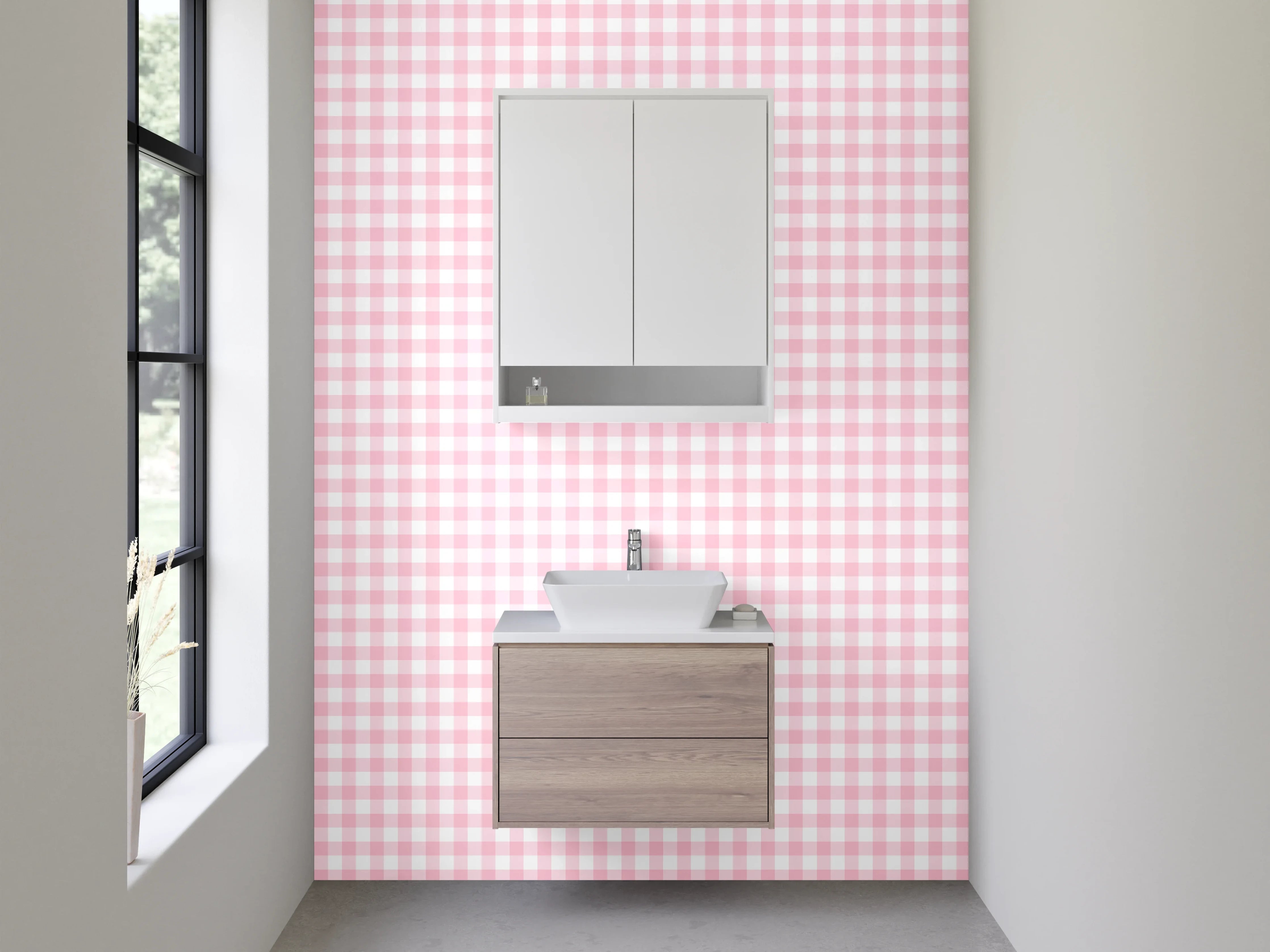 Waschbecken-Rückwand - Rosa Karo Vichy Muster