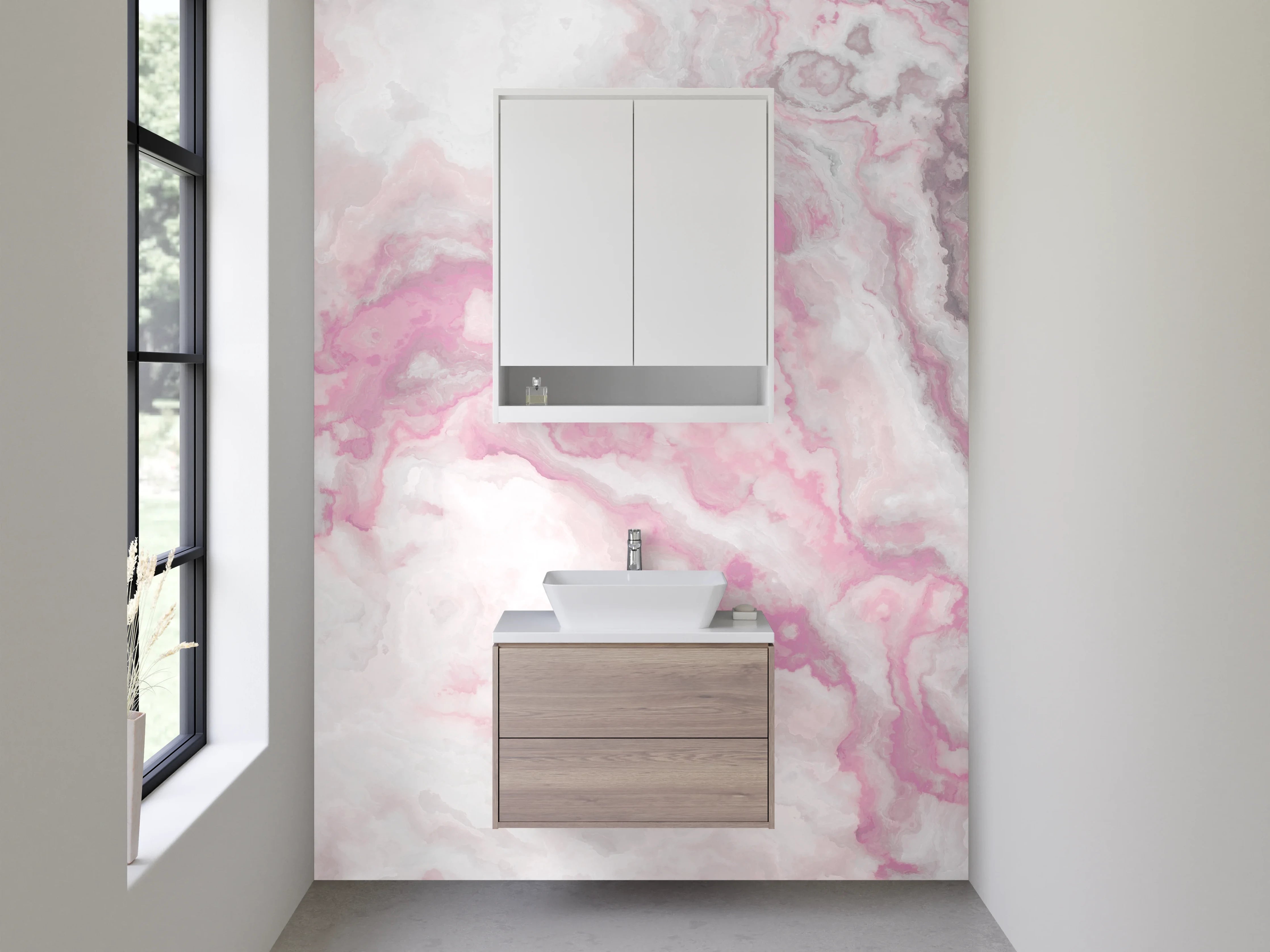 Waschbecken-Rückwand - Rosa Marmor Optik für Bad & Küche