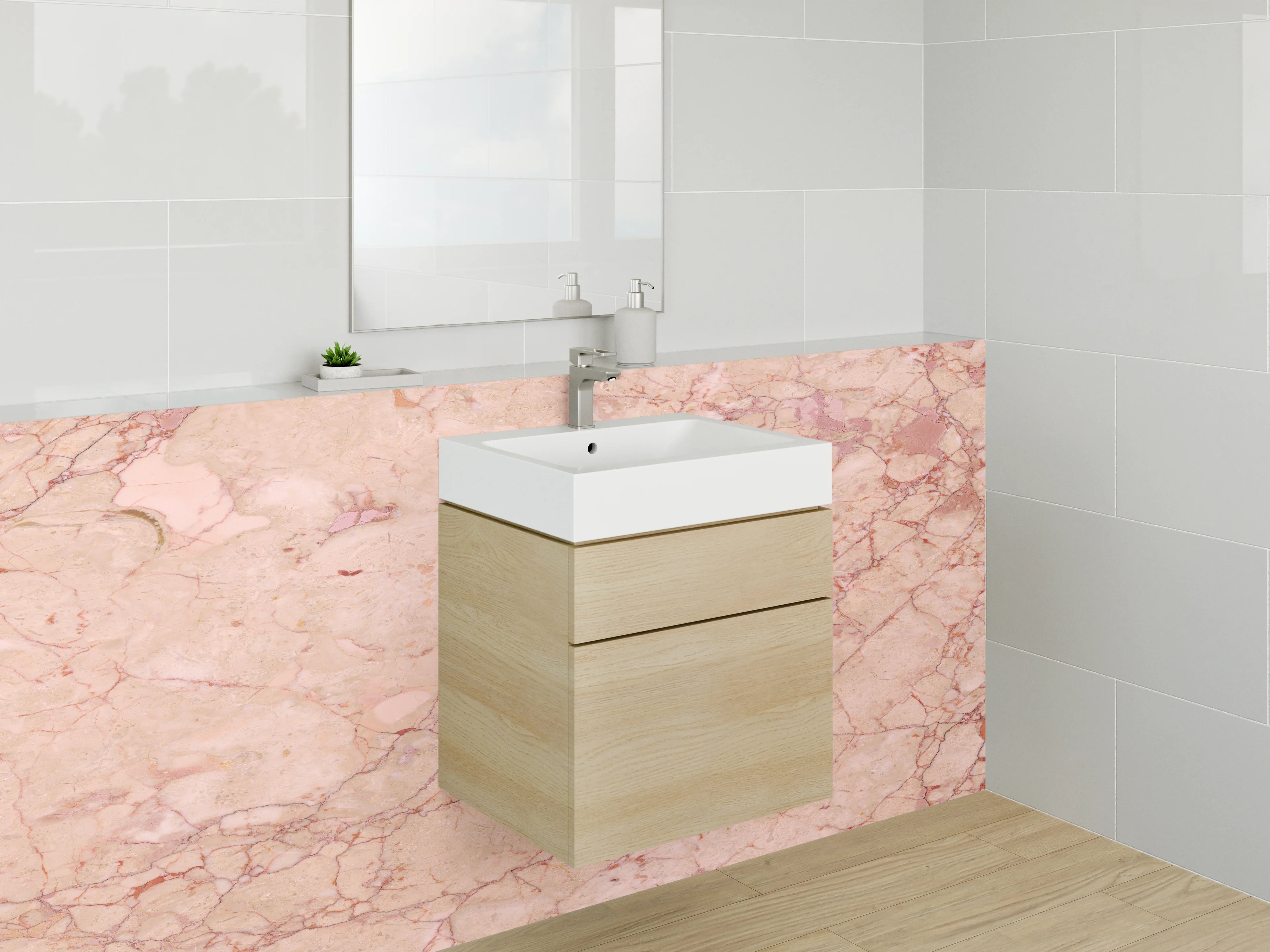 Waschbecken-Rückwand - Rosa Marmor Struktur Oberfläche