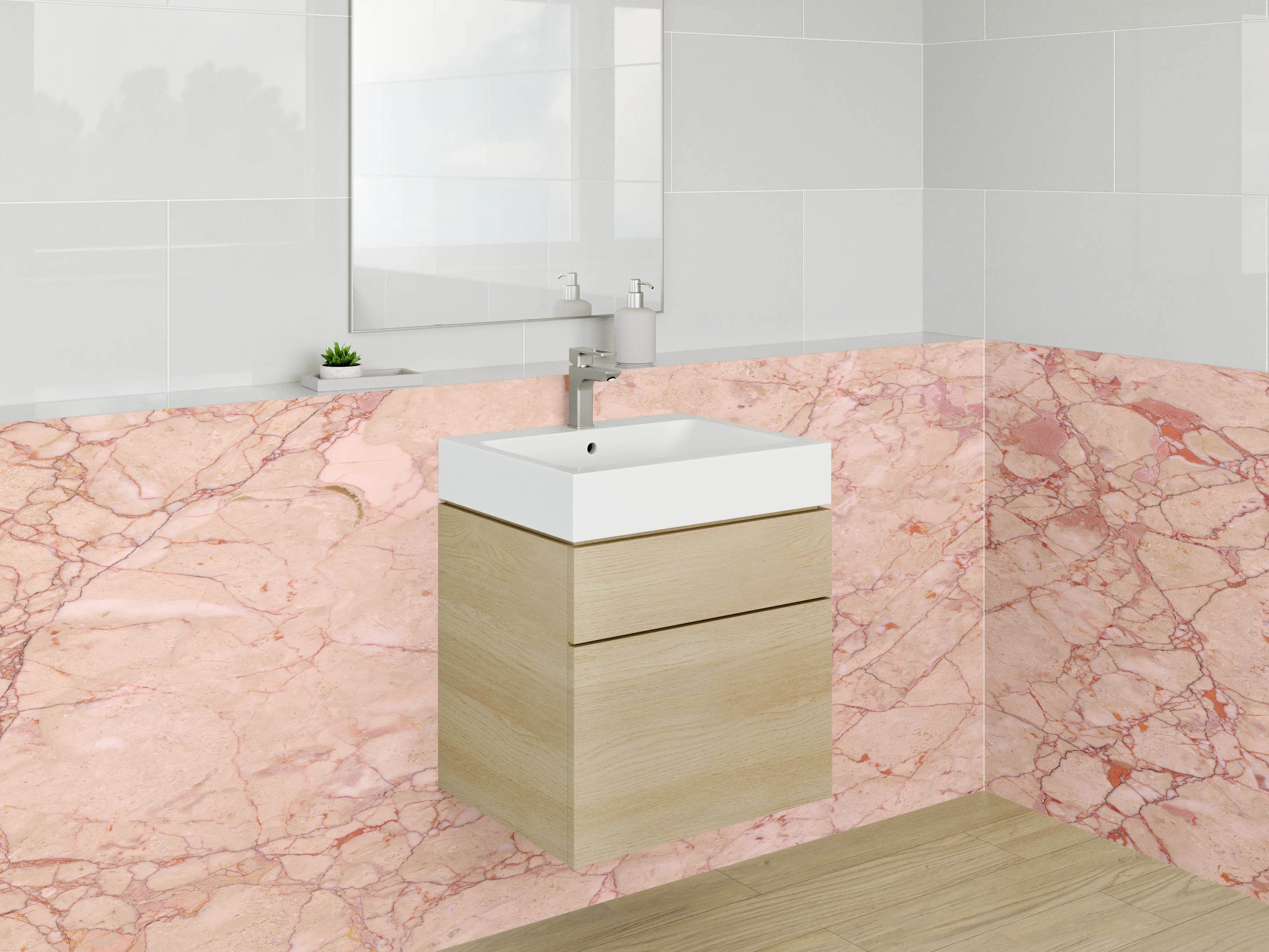 Waschbecken-Rückwand - Rosa Marmor Struktur Oberfläche