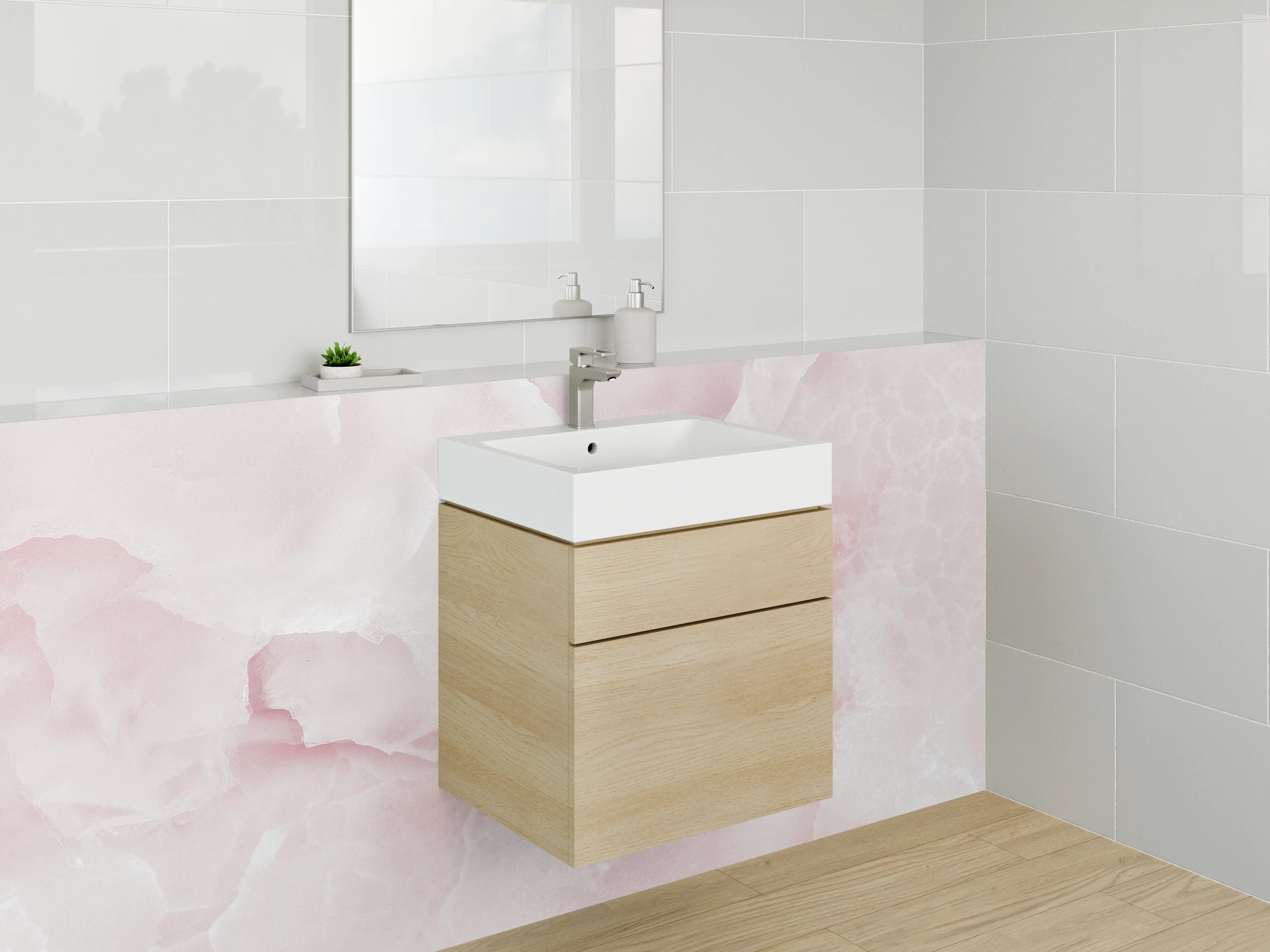 Waschbecken-Rückwand - Rosa Onyx Marmor Optik