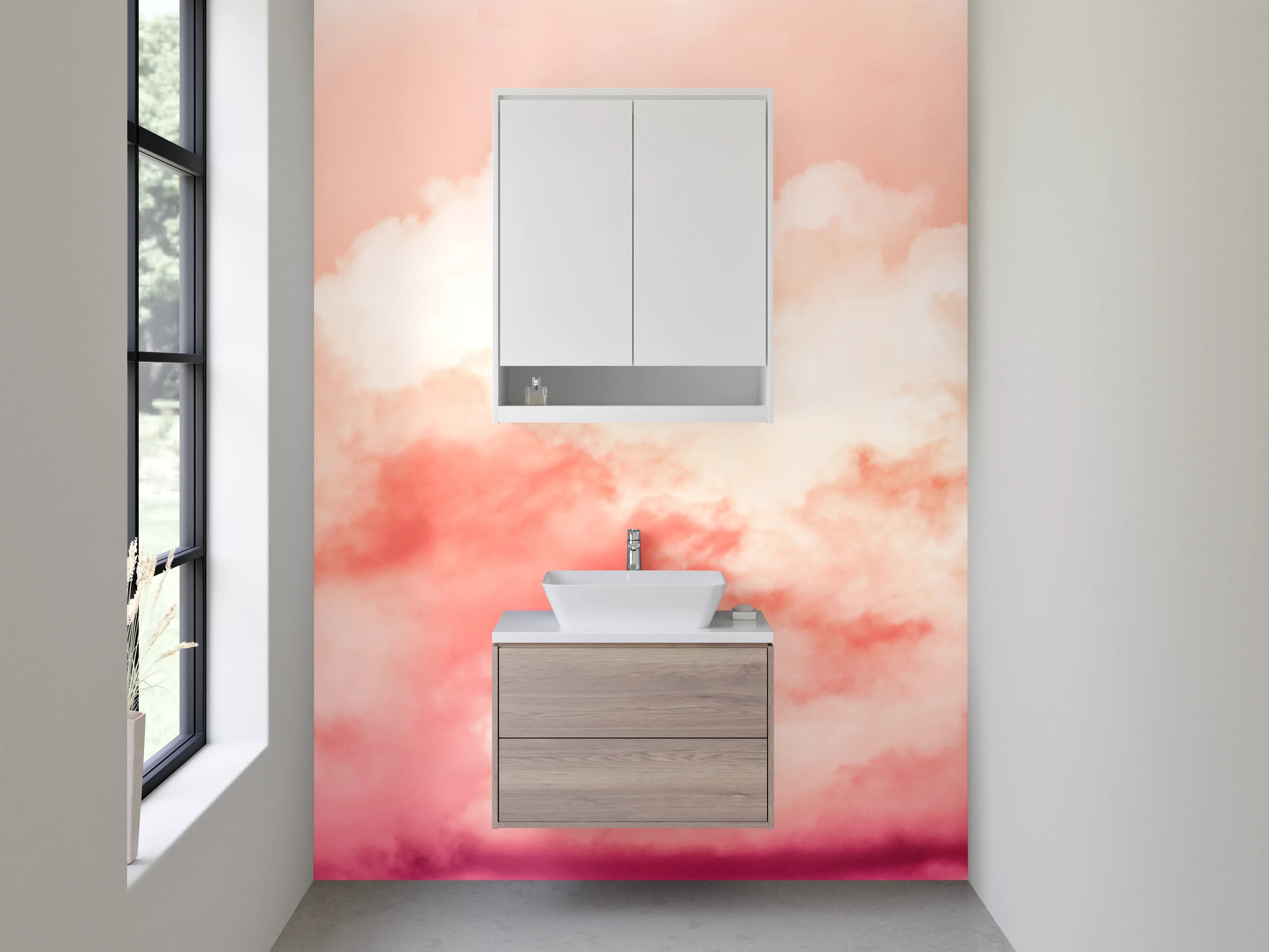 Waschbecken-Rückwand - Rosafarbene Wolken am Himmel
