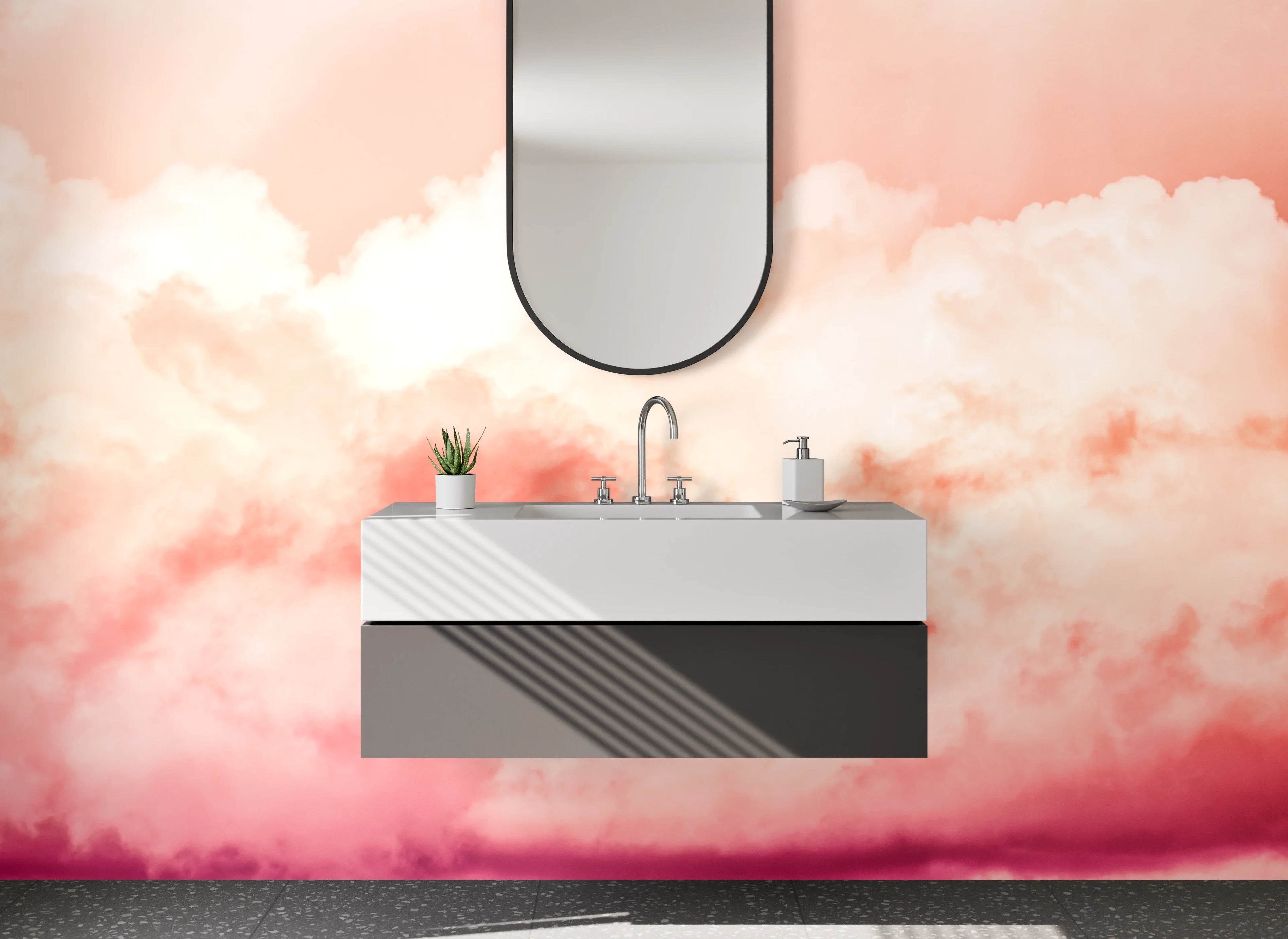 Waschbecken-Rückwand - Rosafarbene Wolken am Himmel