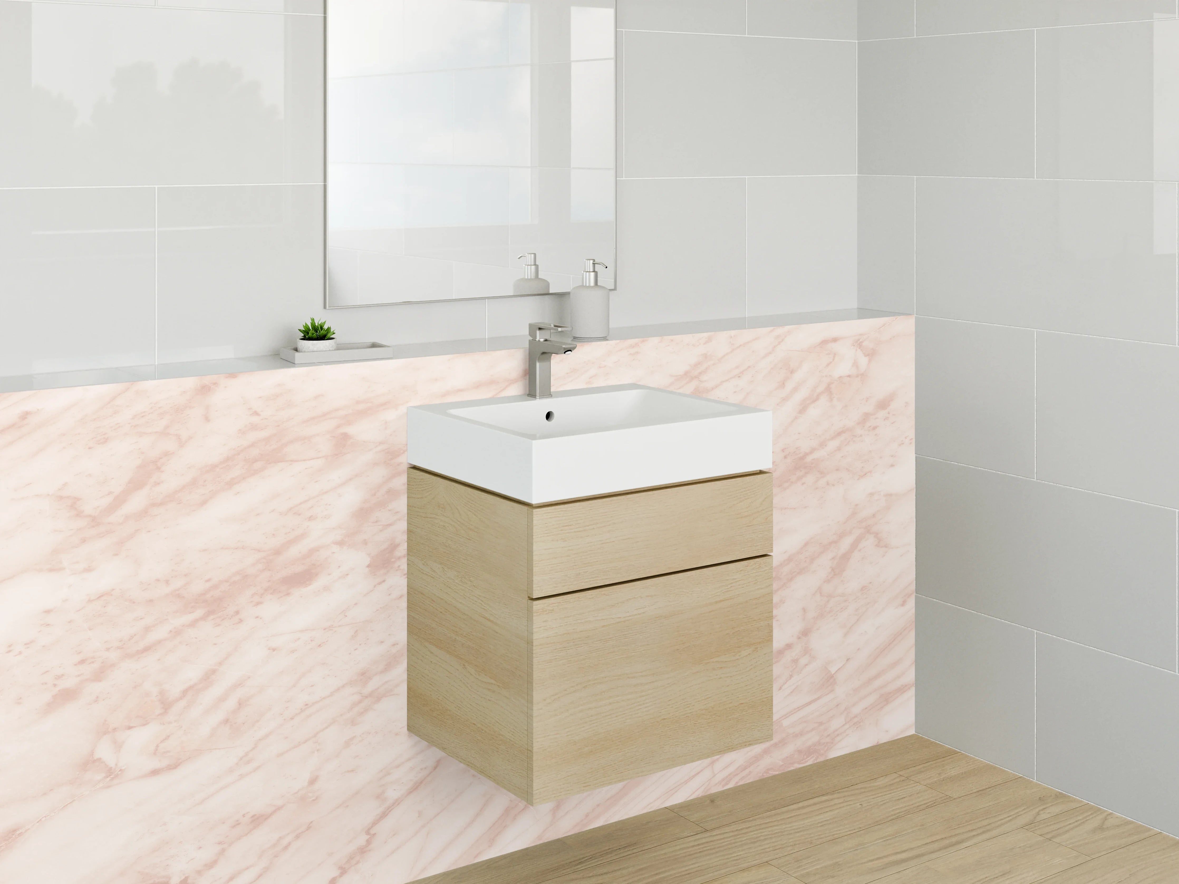 Waschbecken-Rückwand - Rosé-Marmor Dekorfolie