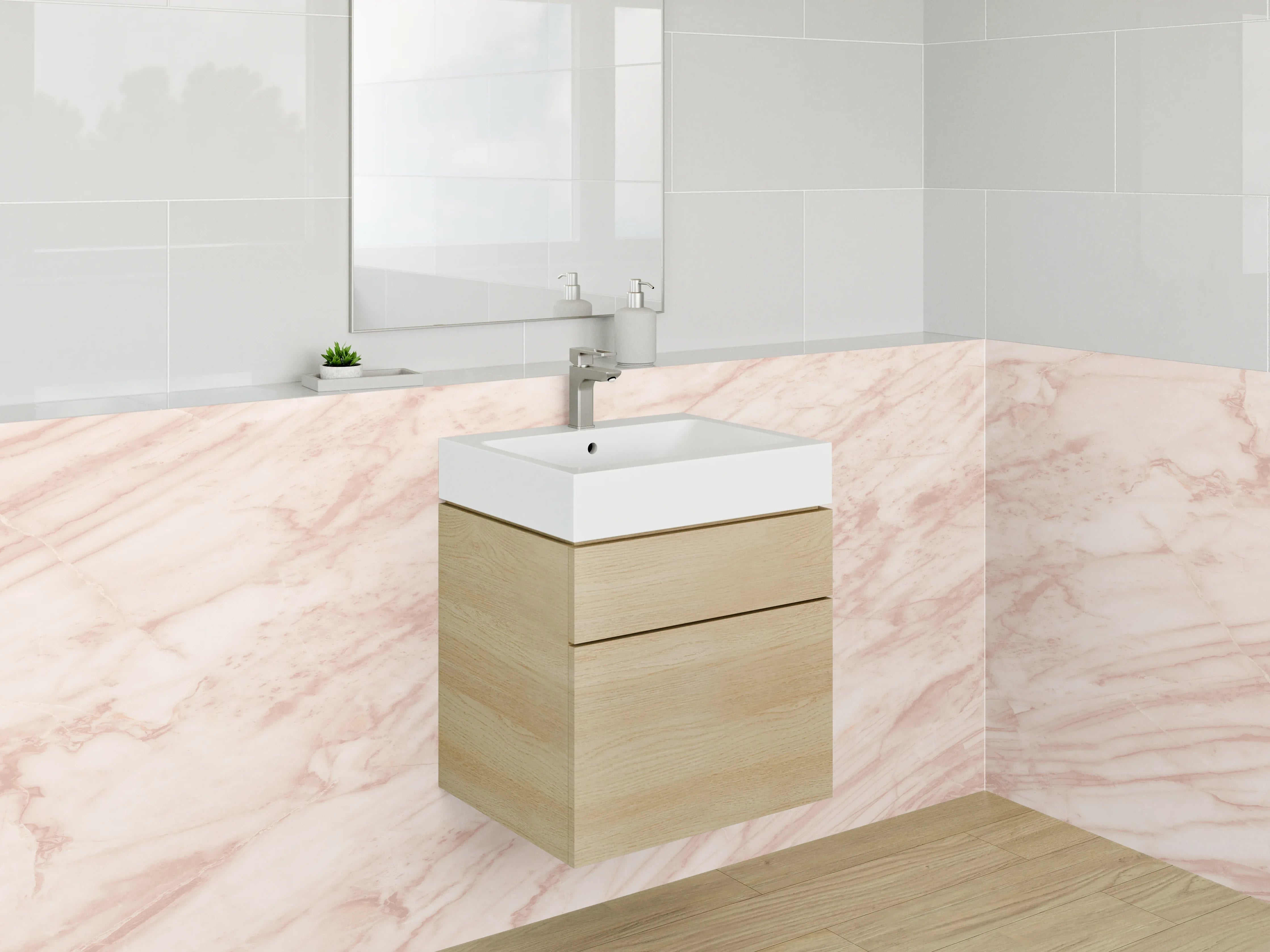 Waschbecken-Rückwand - Rosé-Marmor Dekorfolie
