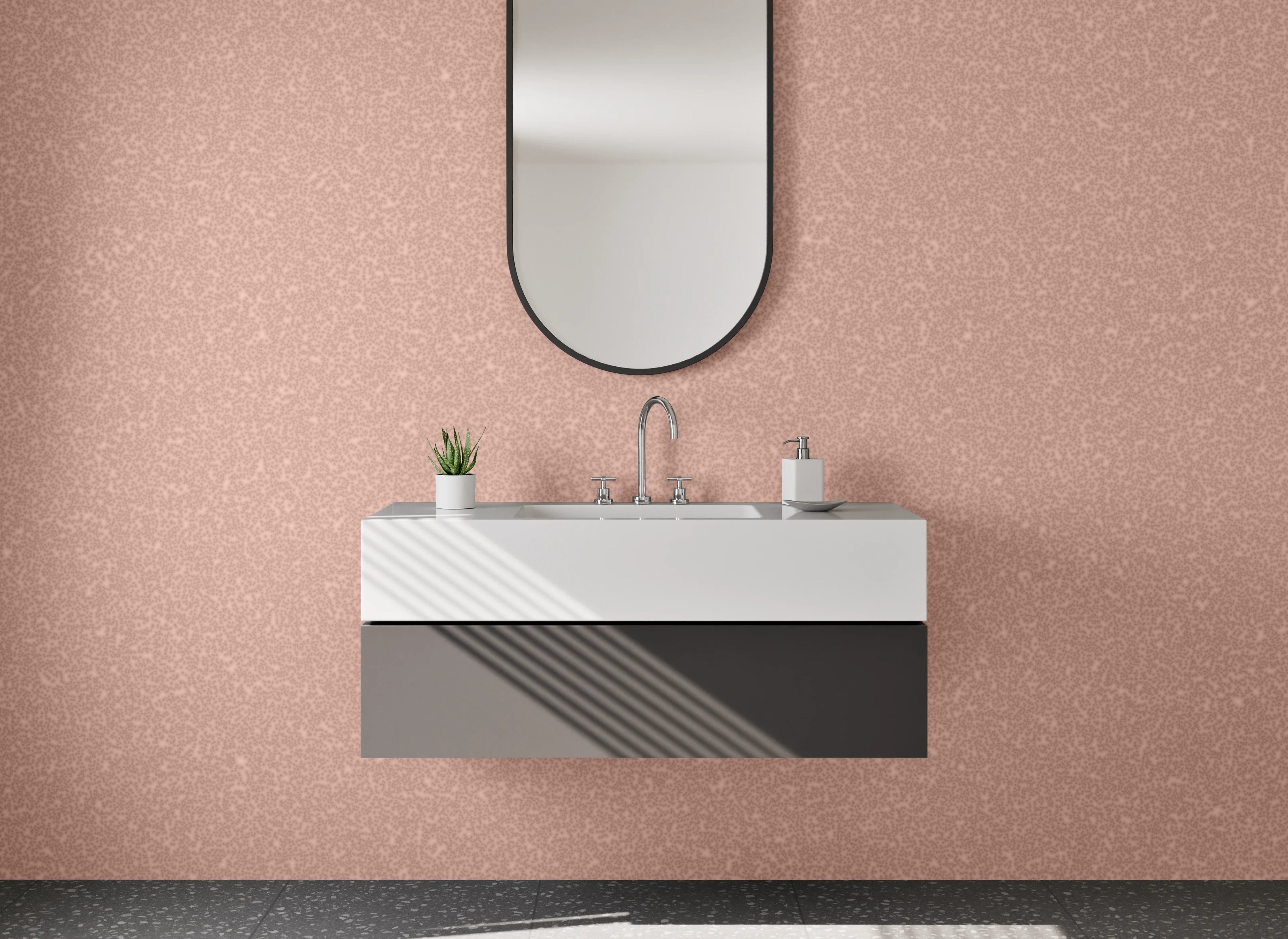 Waschbecken-Rückwand - Rosé-Rendering mit feiner Struktur