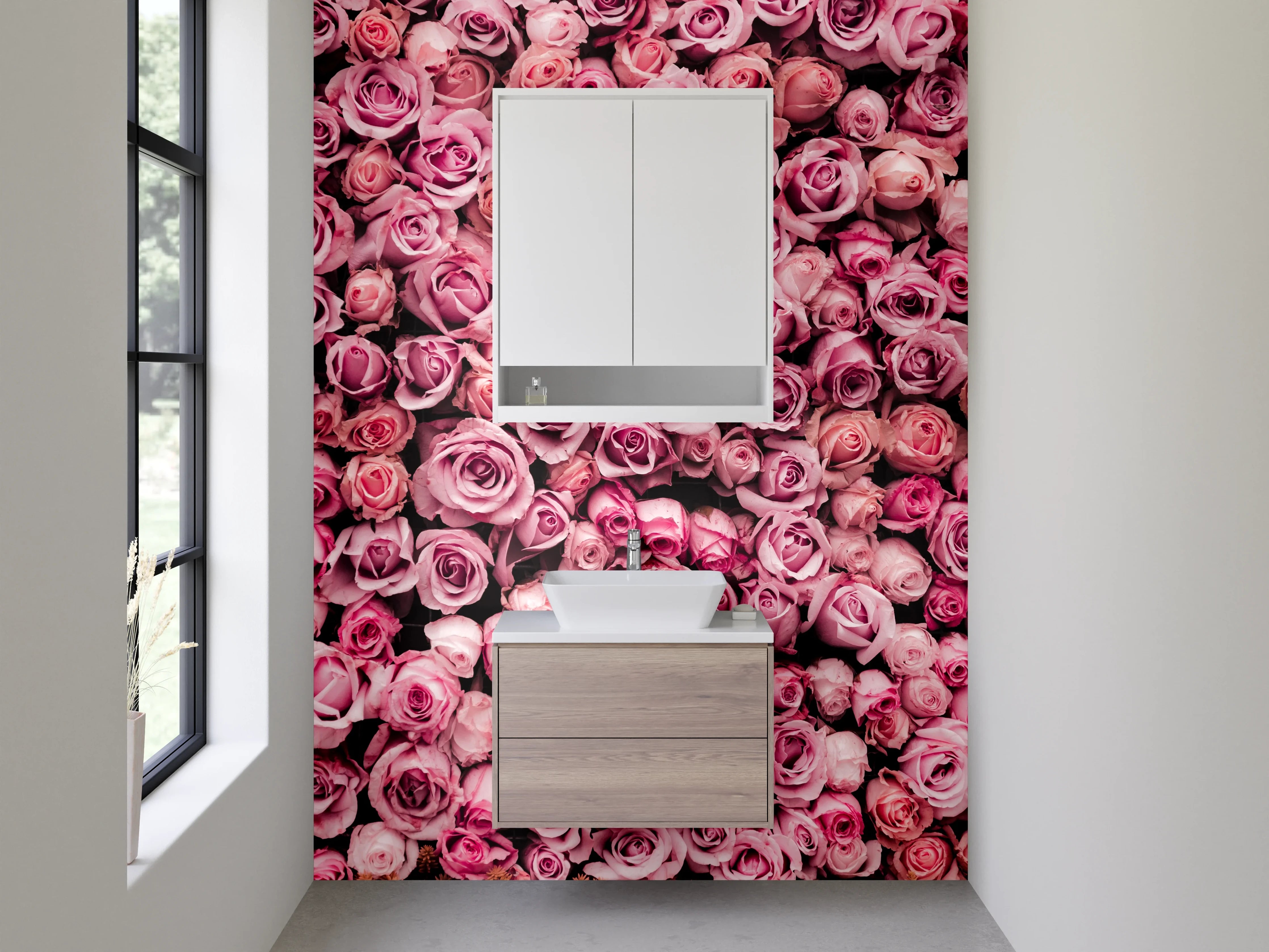 Waschbecken-Rückwand - Rosenmeer Blumen Deko Fototapete