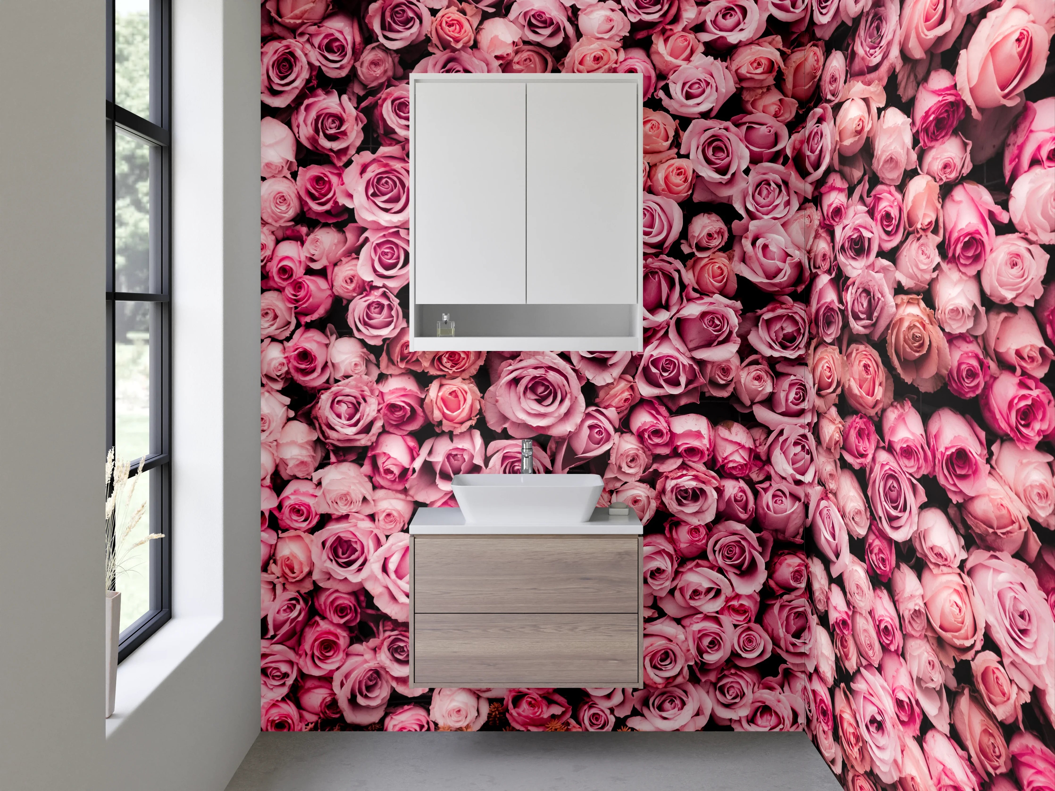 Waschbecken-Rückwand - Rosenmeer Blumen Deko Fototapete