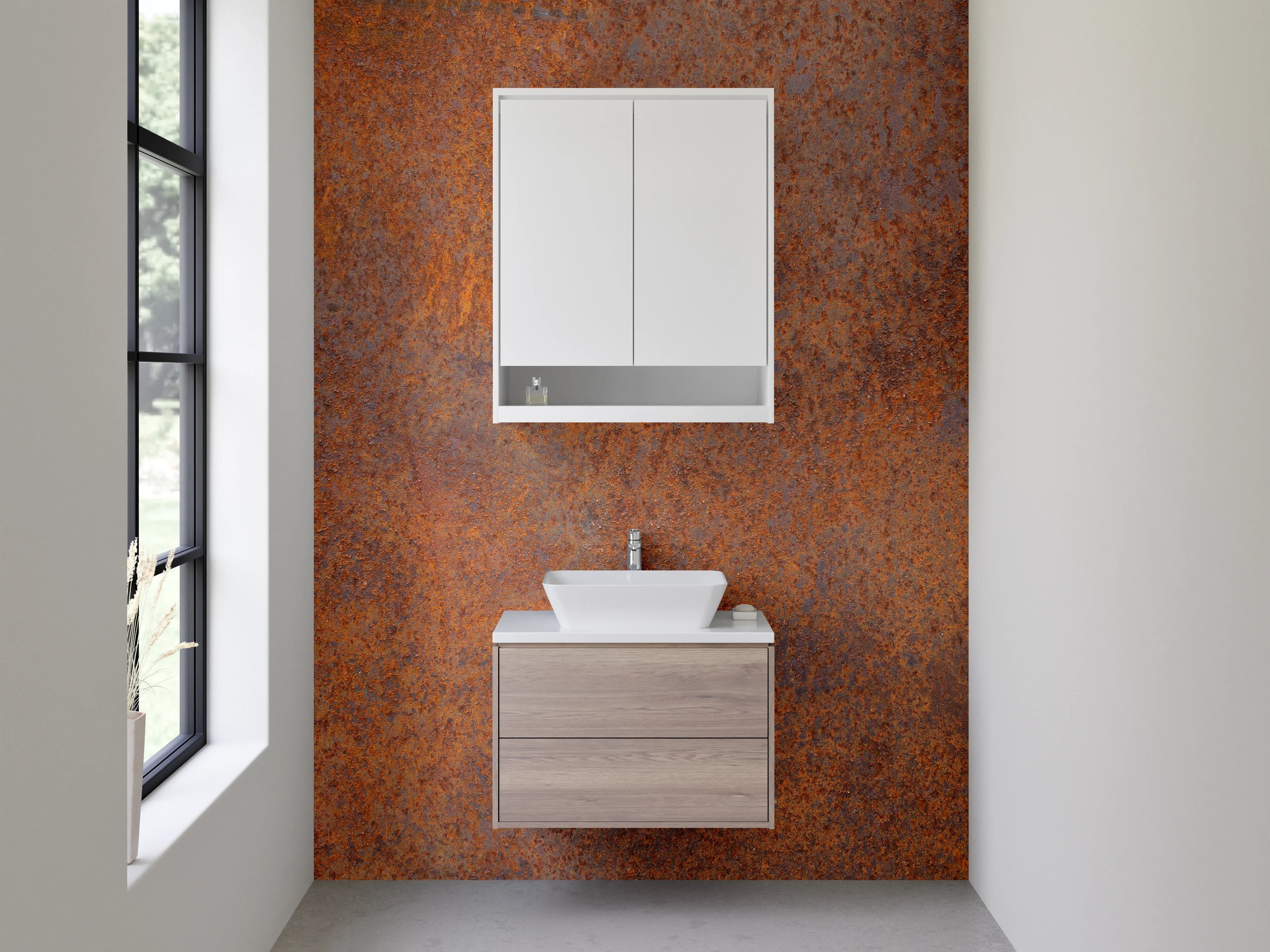 Waschbecken-Rückwand - Rostoptik Industrial Dekorplatte