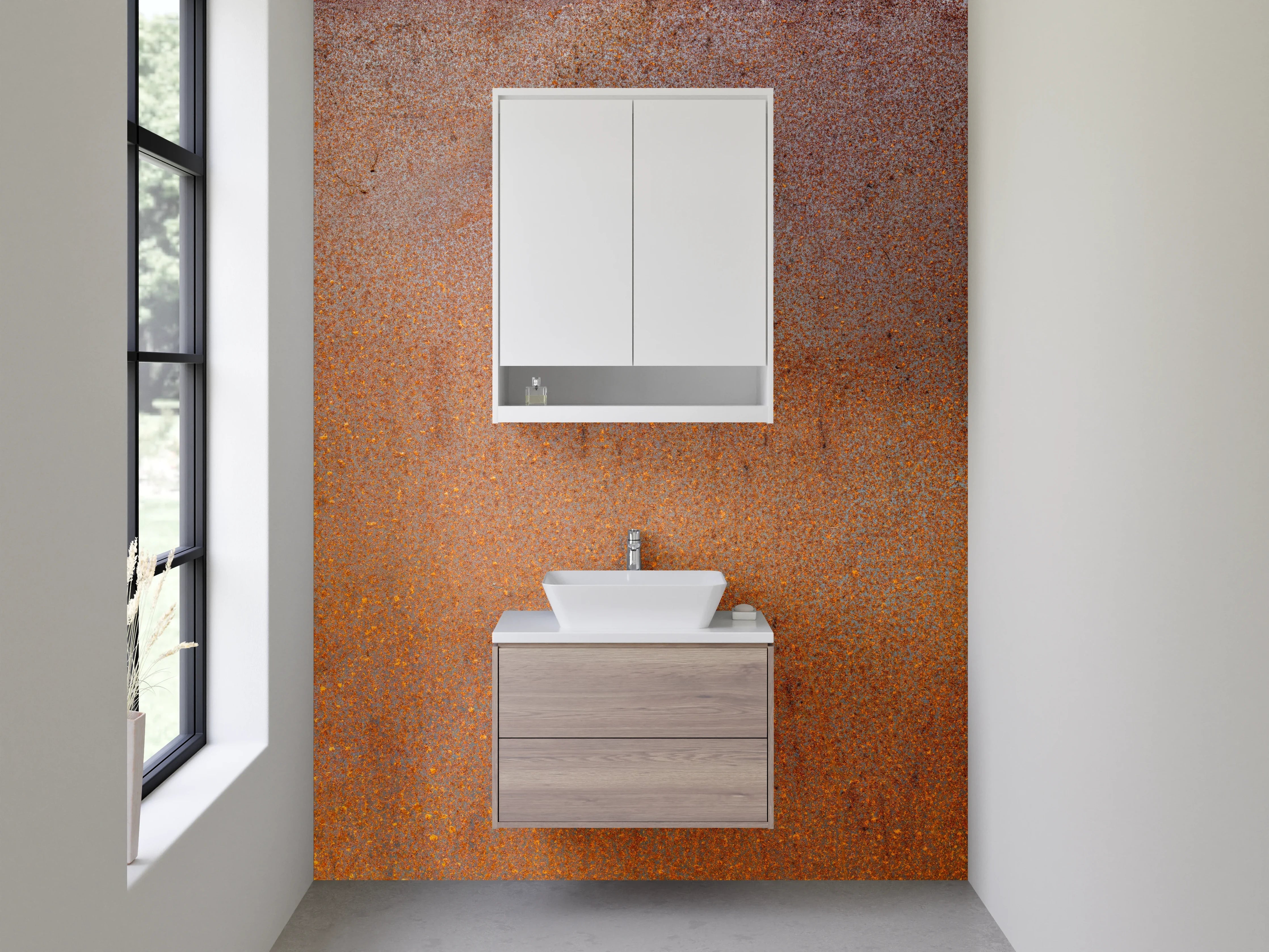 Waschbecken-Rückwand - Rostoptik Metall-Design für Rückwände