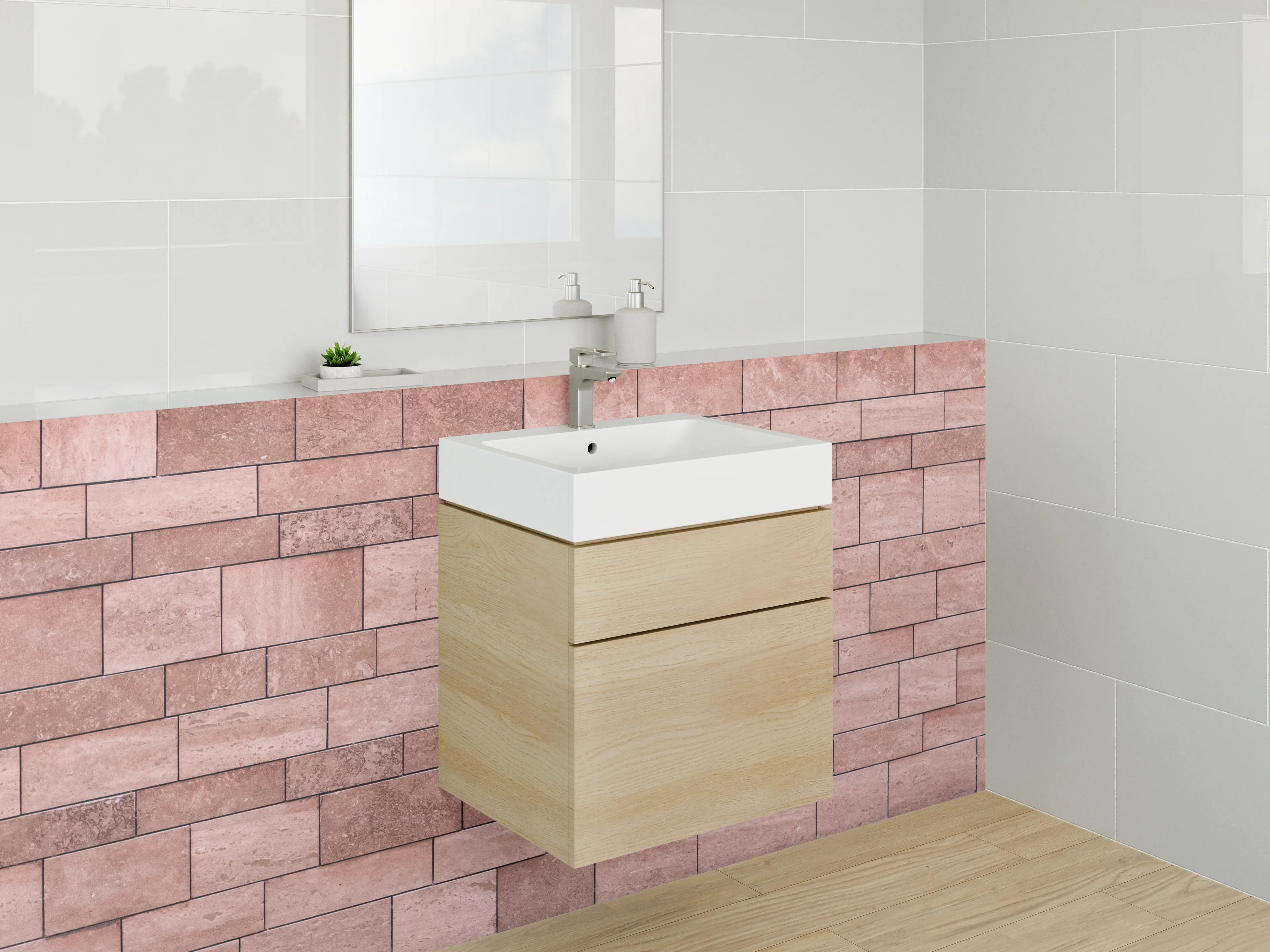 Waschbecken-Rückwand - Rote Sandstein Mosaik Struktur