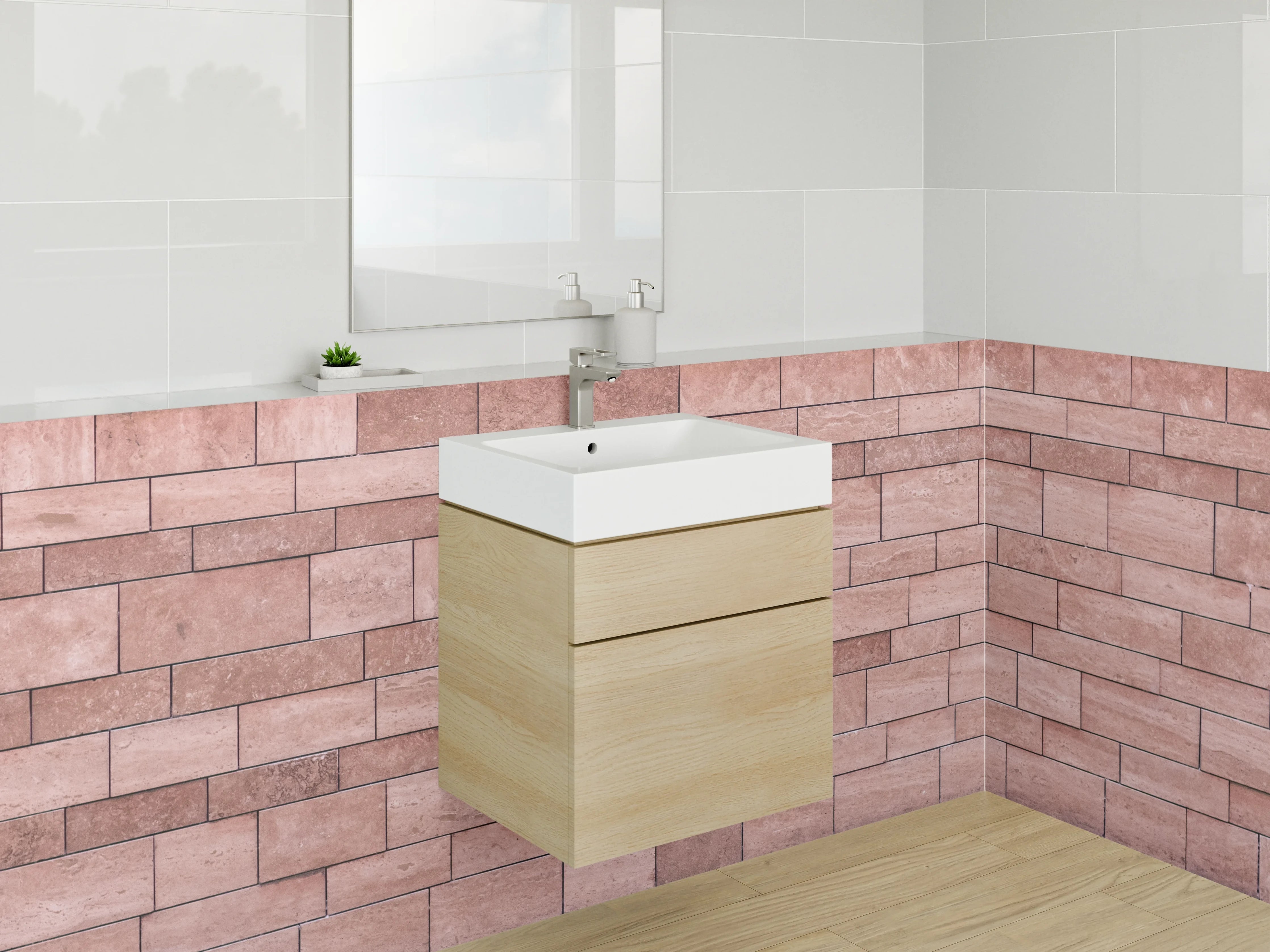 Waschbecken-Rückwand - Rote Sandstein Mosaik Struktur