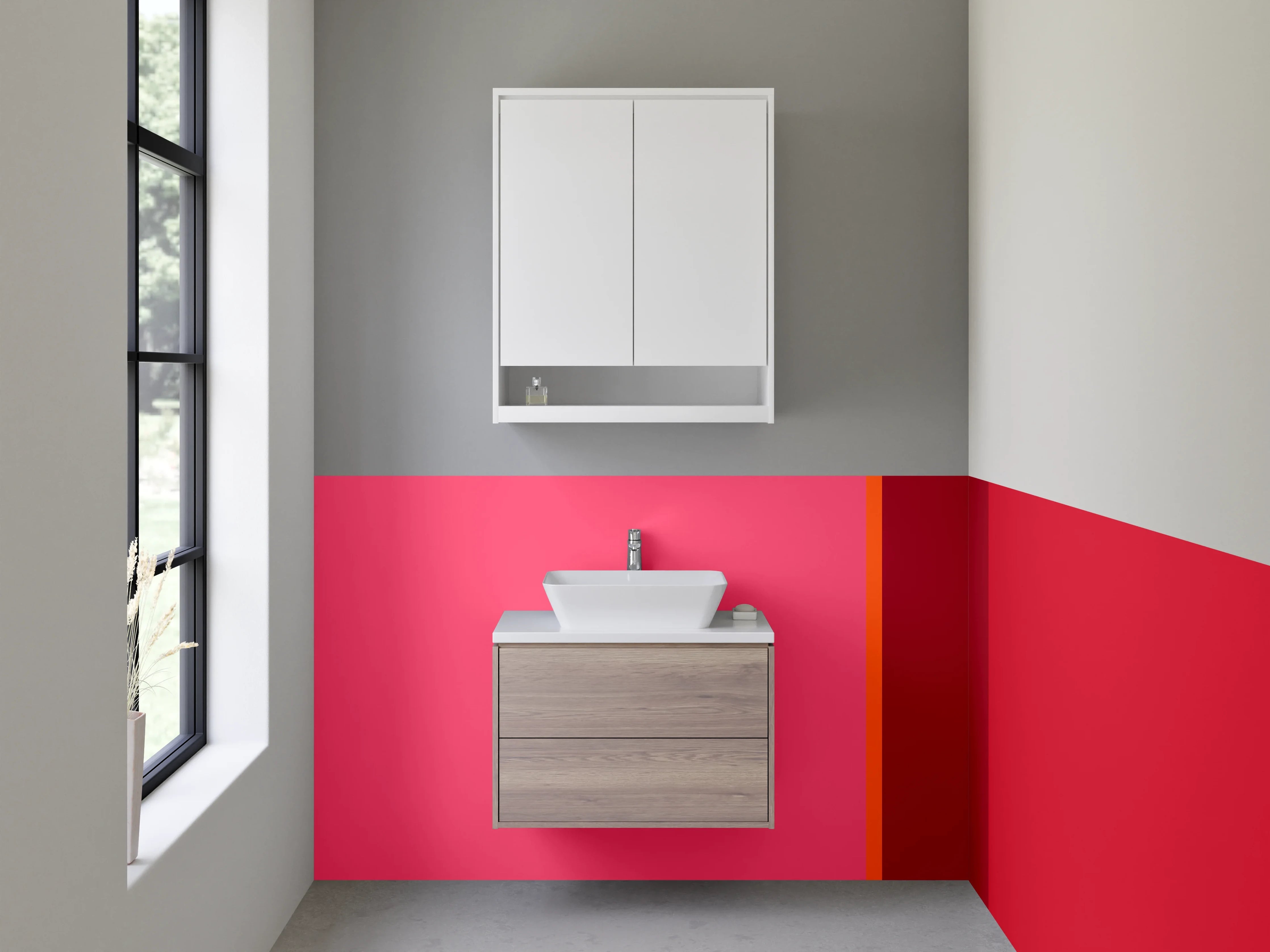 Waschbecken-Rückwand - Rotes Farbverlauf mit Pink