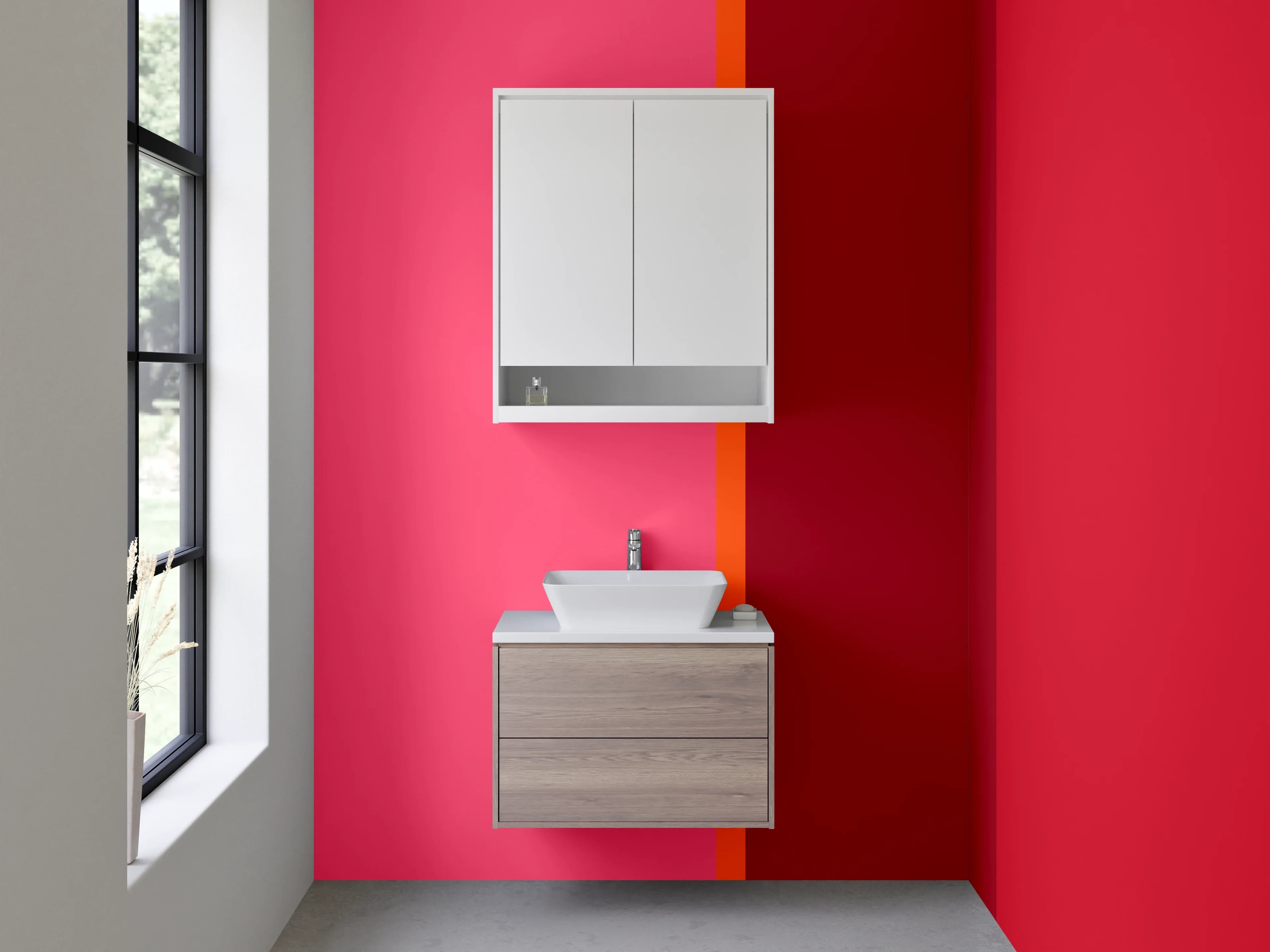 Waschbecken-Rückwand - Rotes Farbverlauf mit Pink