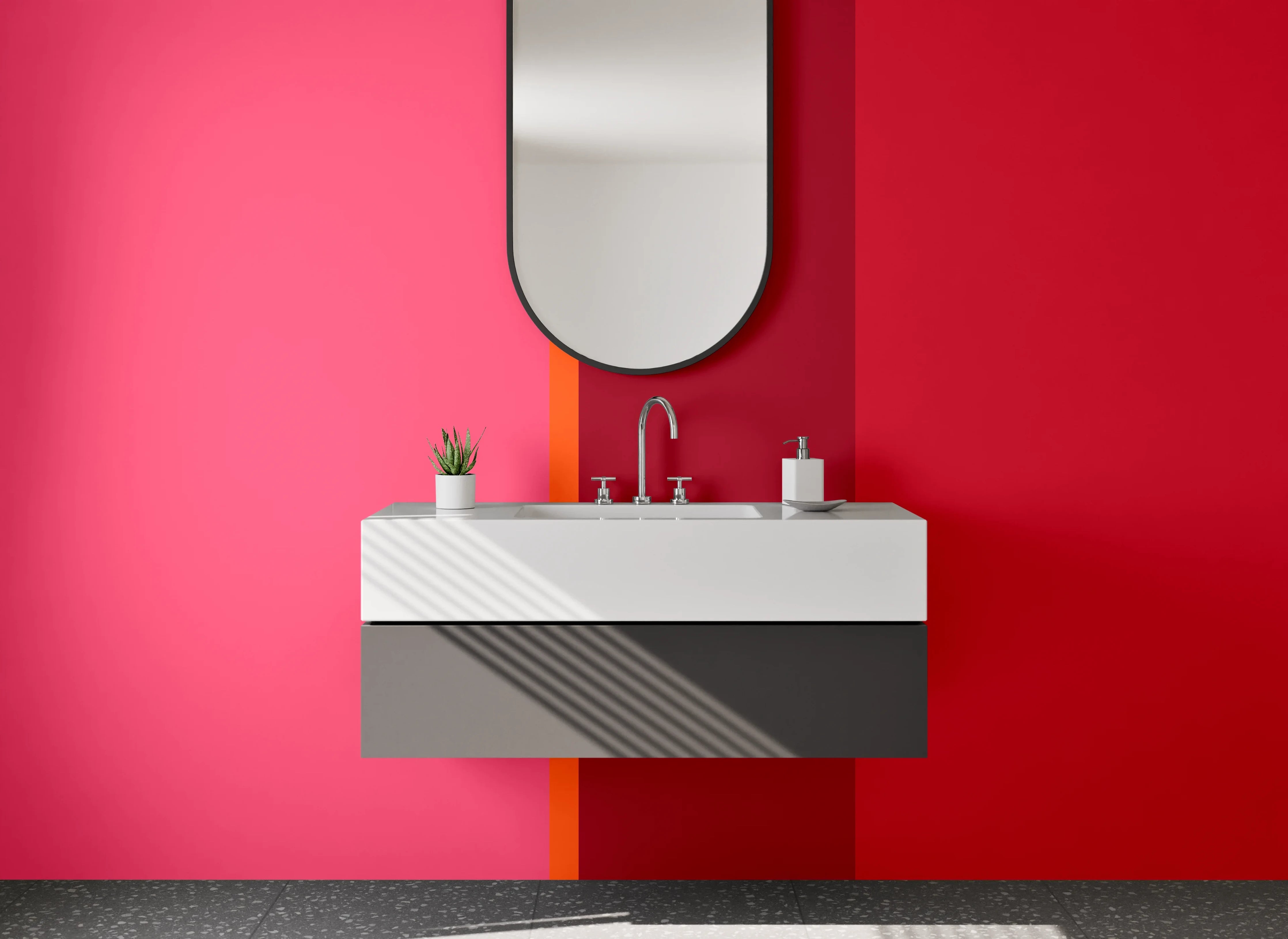 Waschbecken-Rückwand - Rotes Farbverlauf mit Pink