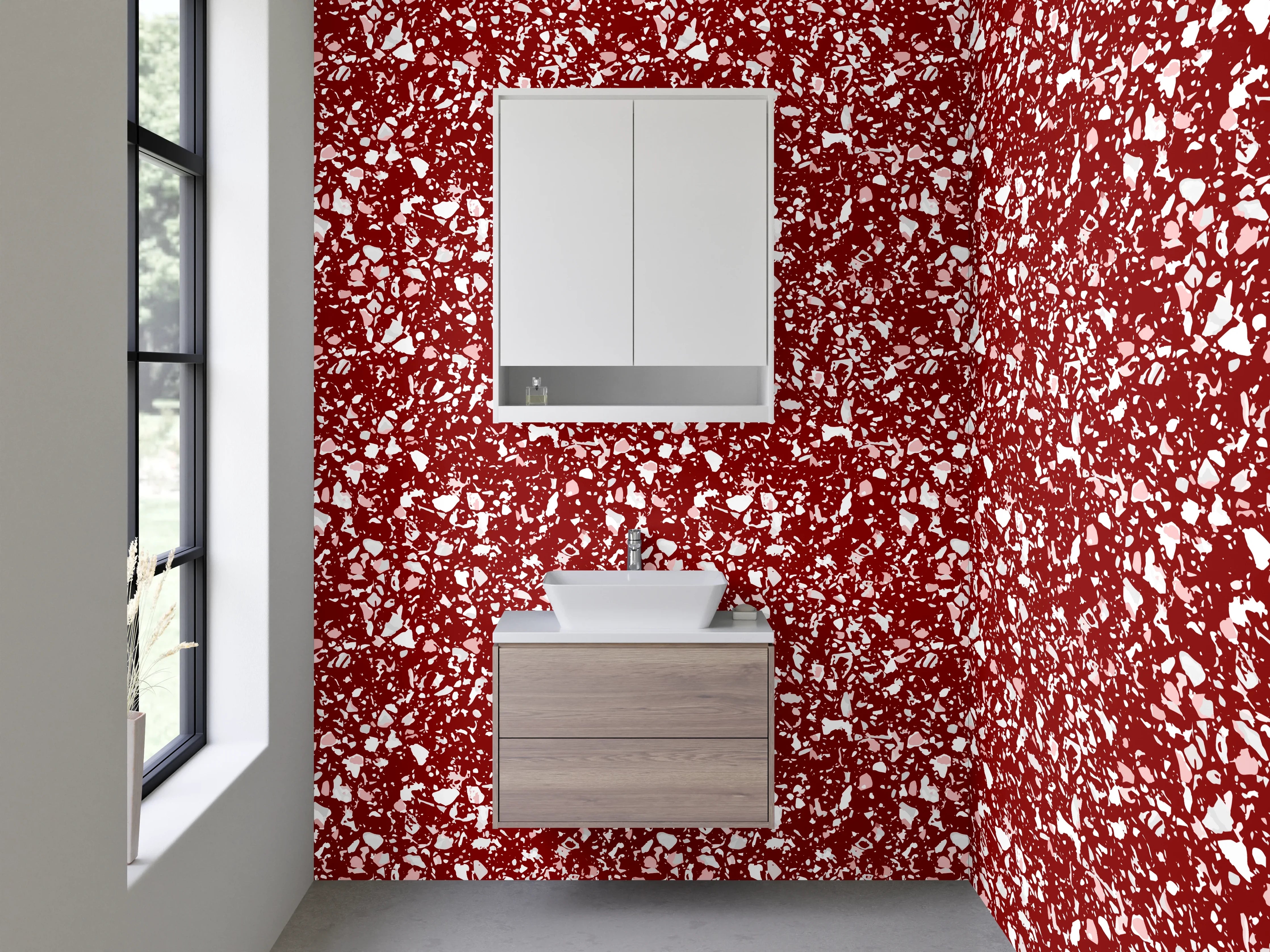 Waschbecken-Rückwand - Rotes Mosaikmuster modern