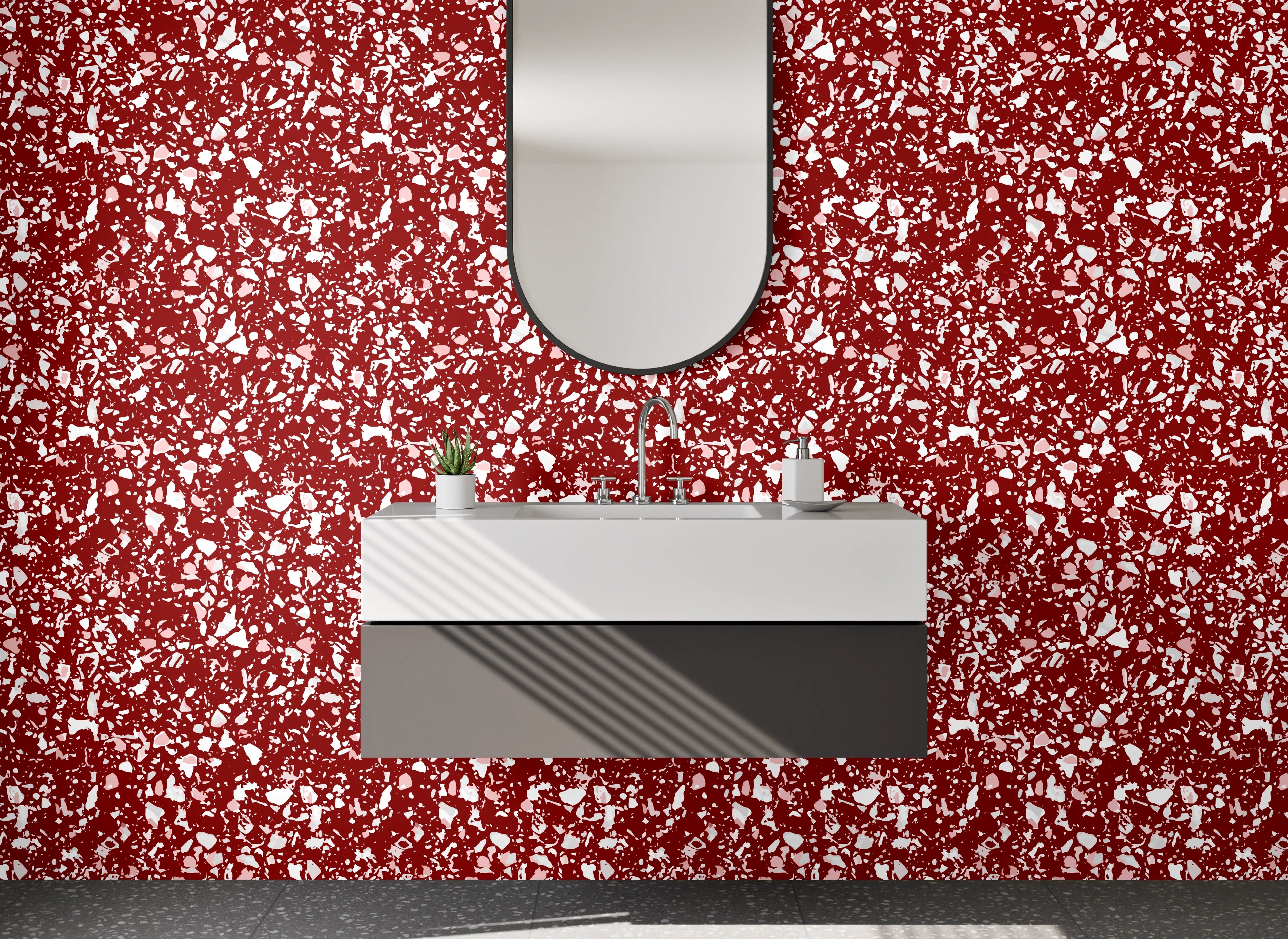 Waschbecken-Rückwand - Rotes Mosaikmuster modern