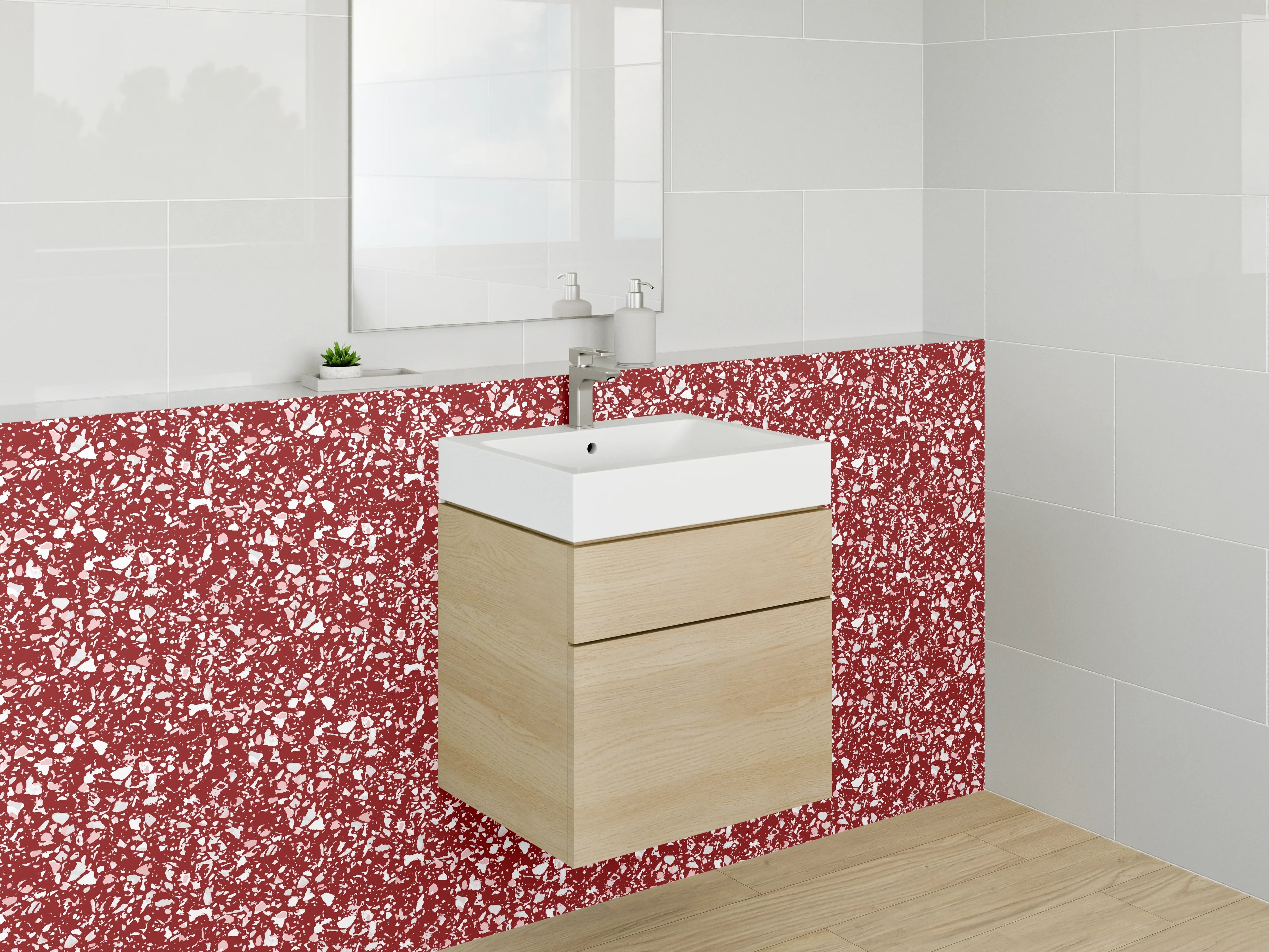 Waschbecken-Rückwand - Rotes Mosaikmuster modern