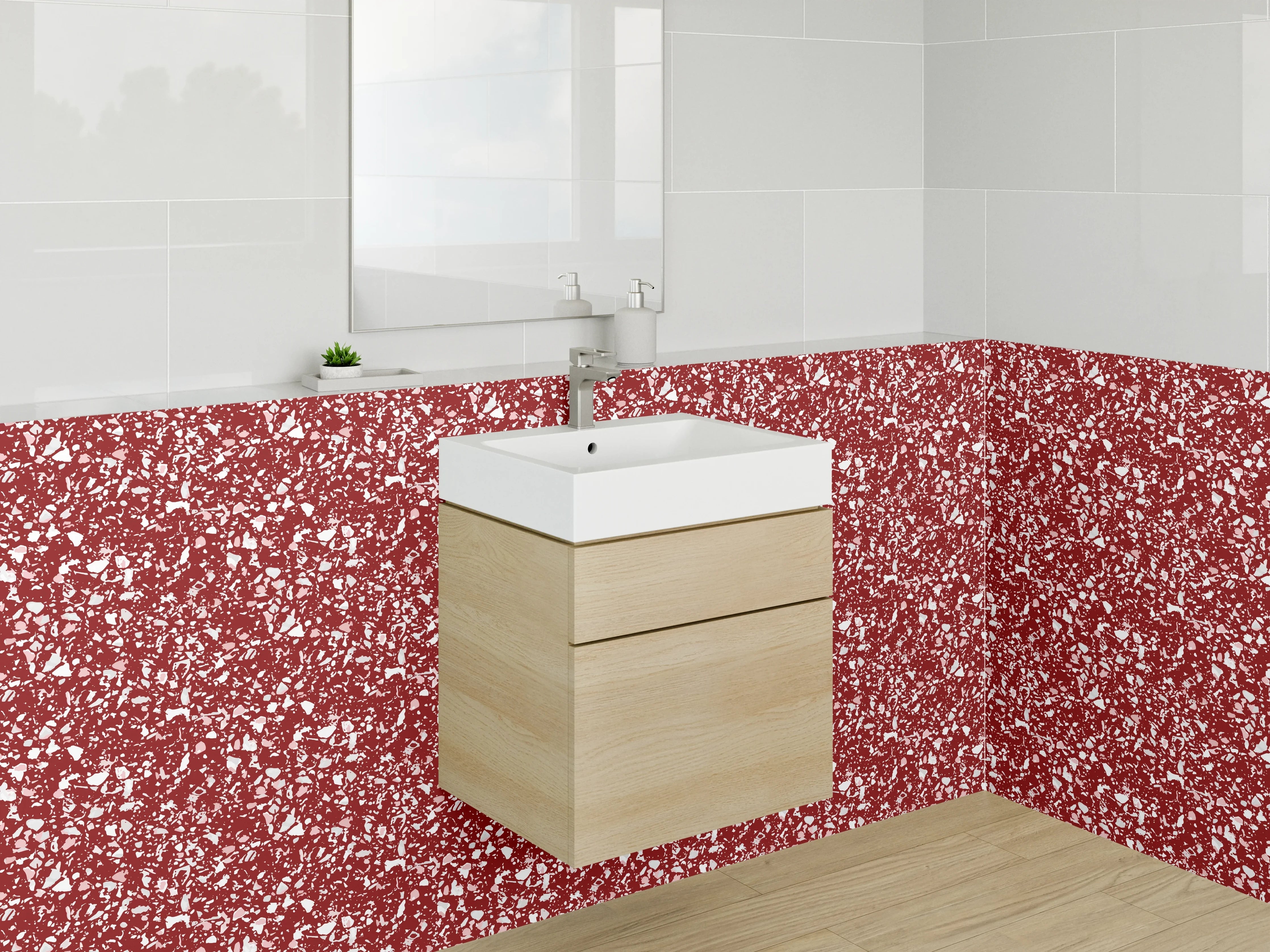 Waschbecken-Rückwand - Rotes Mosaikmuster modern