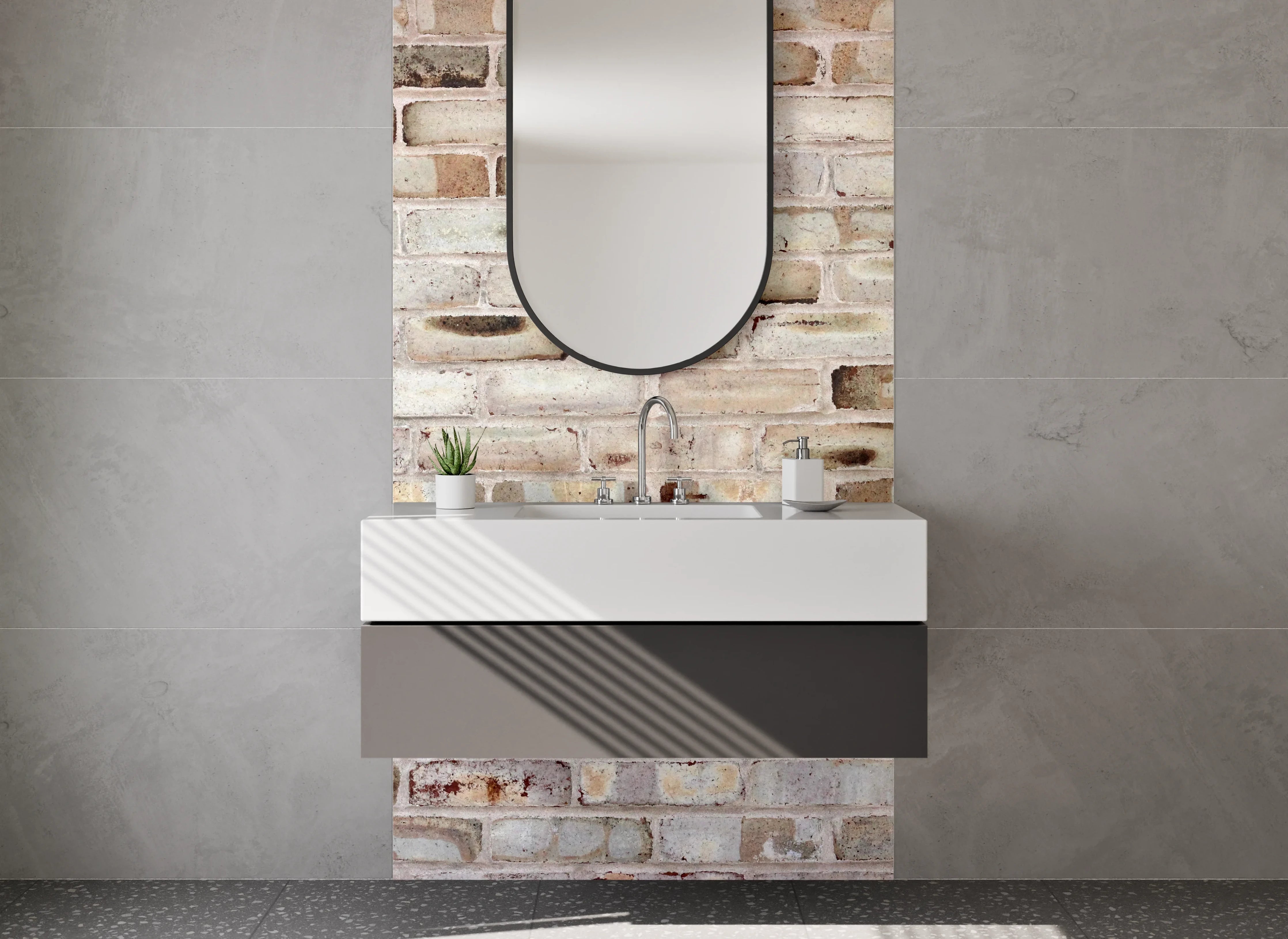 Waschbecken-Rückwand - Rustikale Backstein-Optik für Dein Zuhause