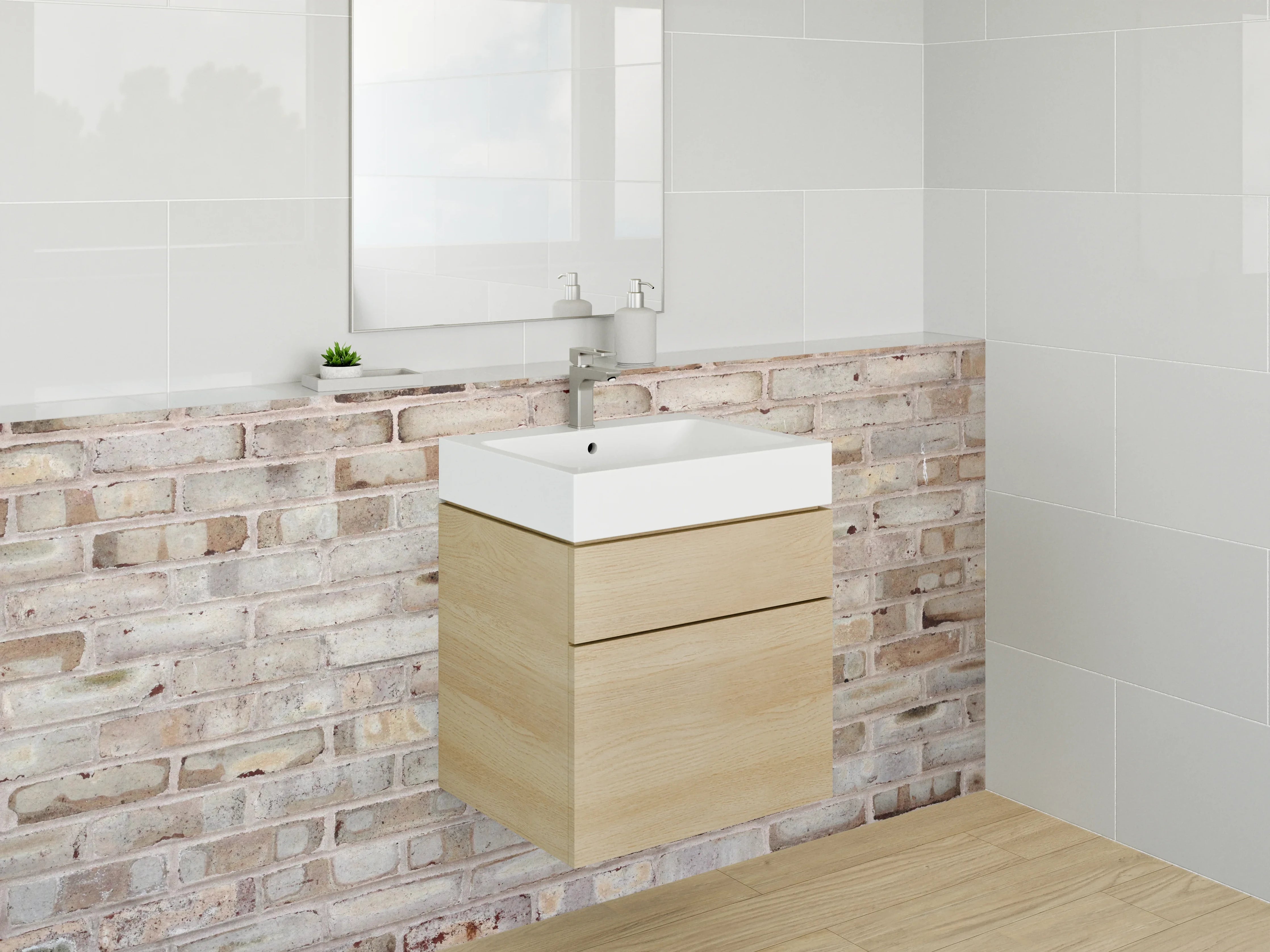 Waschbecken-Rückwand - Rustikale Backstein-Optik für Dein Zuhause